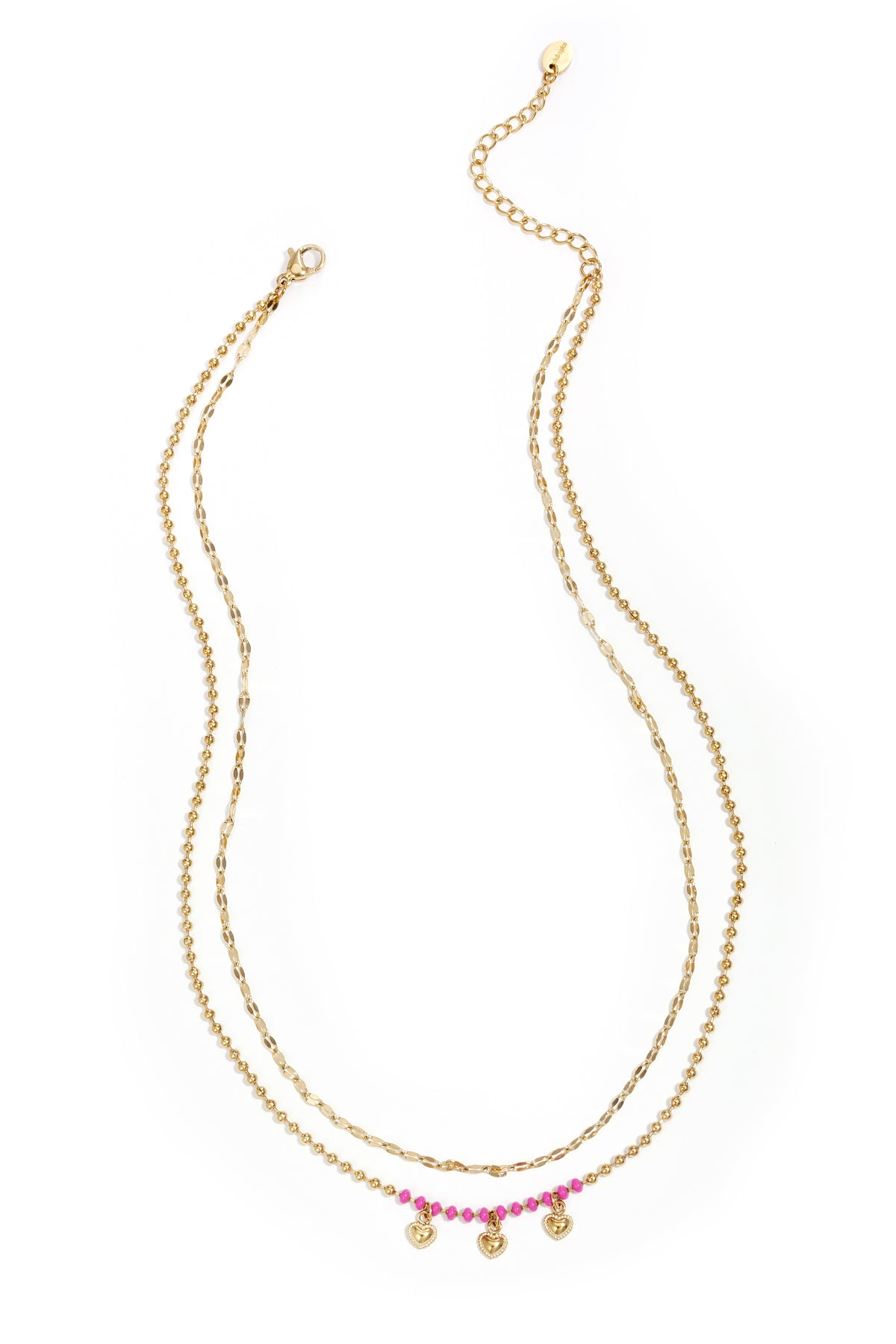 Heart Layered Necklace – Gold-Plated Steel & Enamel