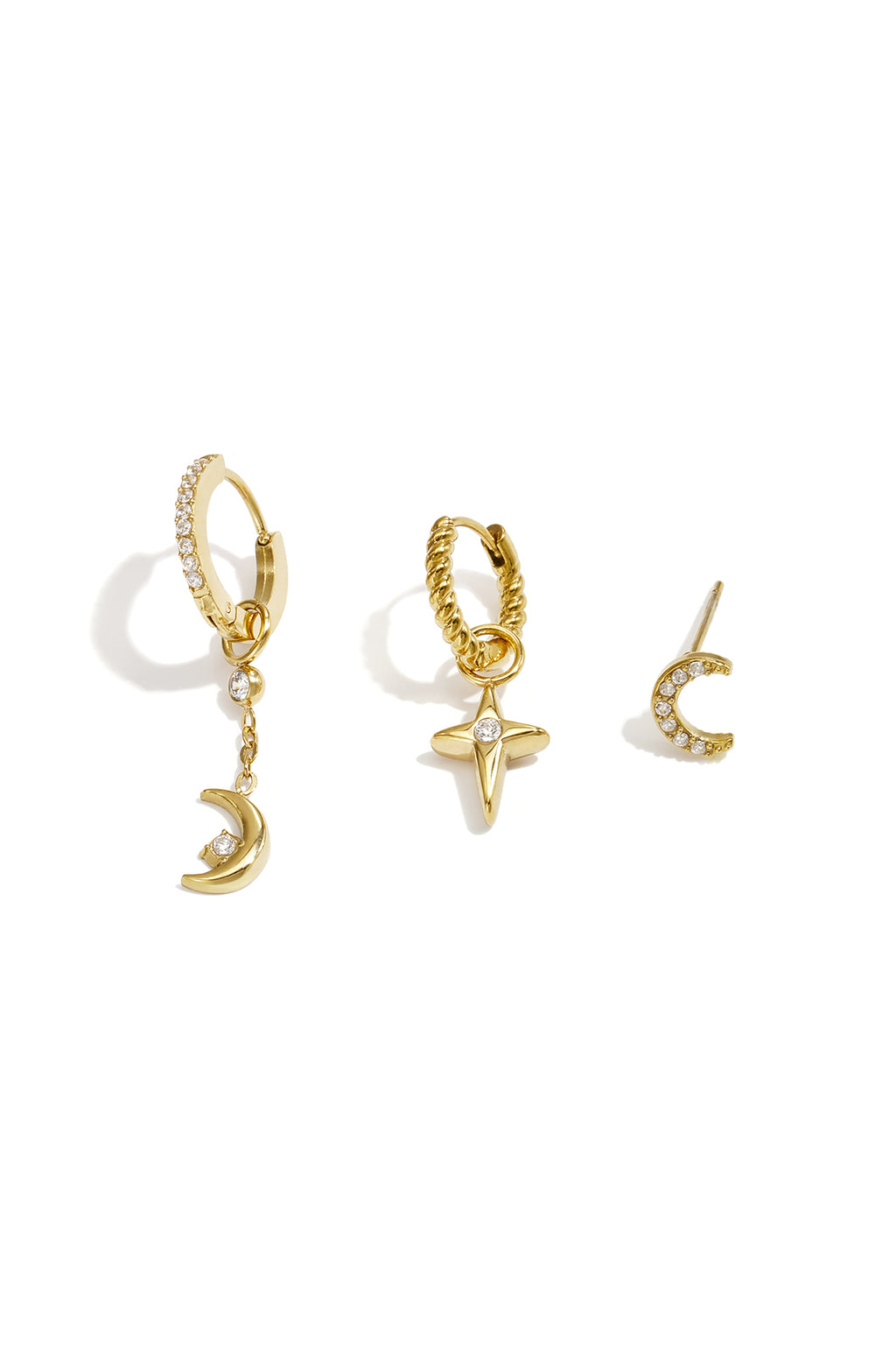 Stainless Steel Earring Sets Moon Simple Daily Simple Series Women's jewelry