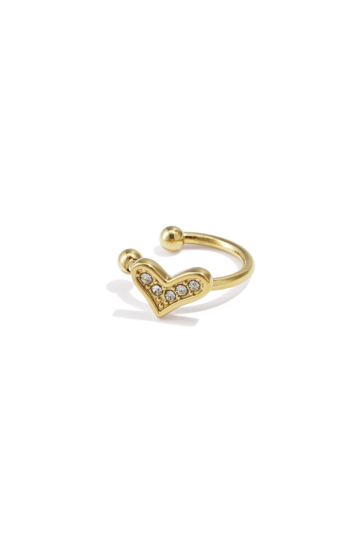 Heart Ear Cuff – Gold-Plated Steel & Rhinestones