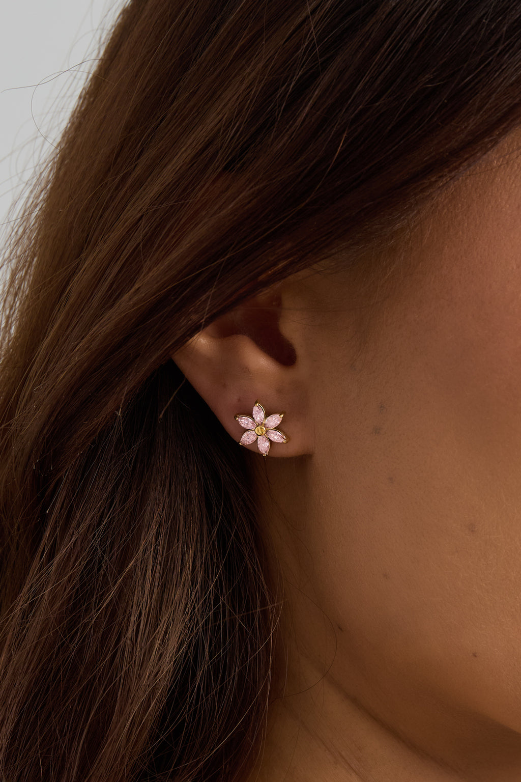 Earrings With Zircon Flower