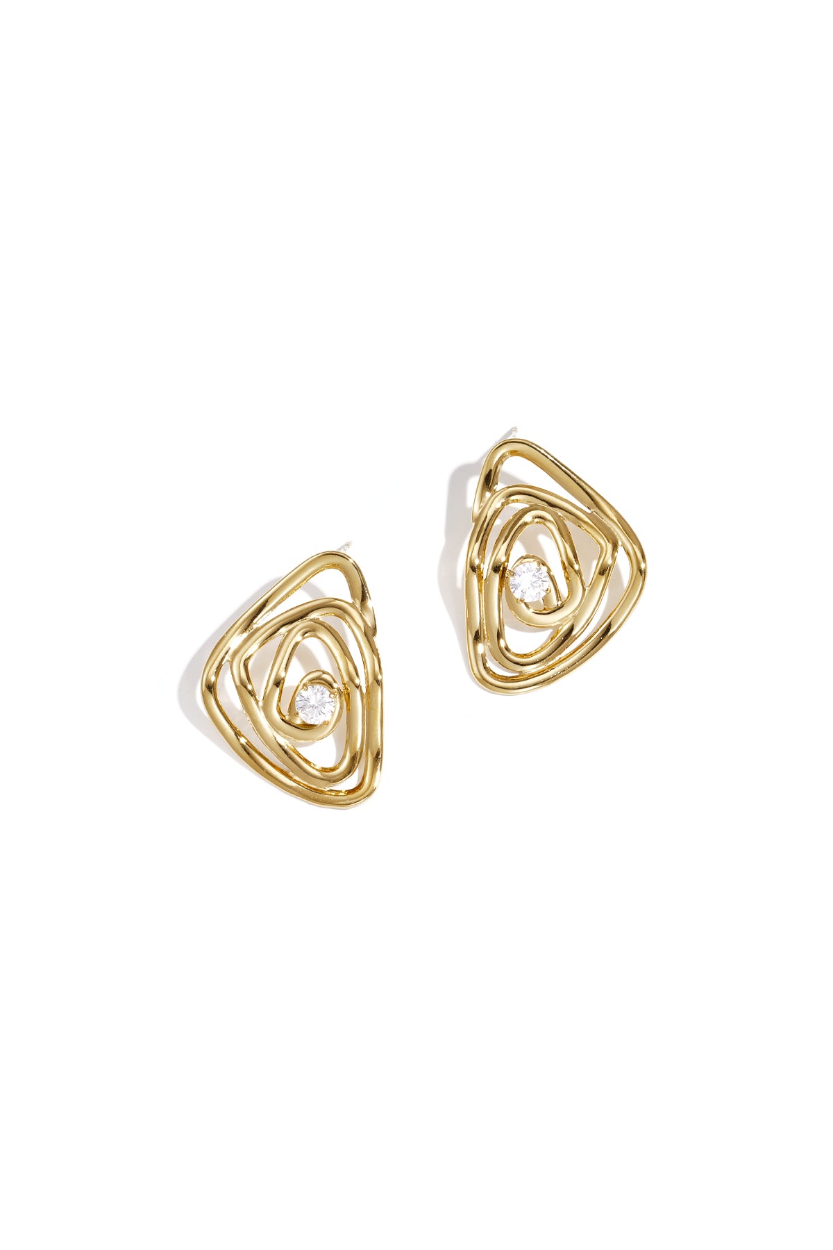 Triangle Stud Earrings – Gold-Plated Steel & Rhinestones