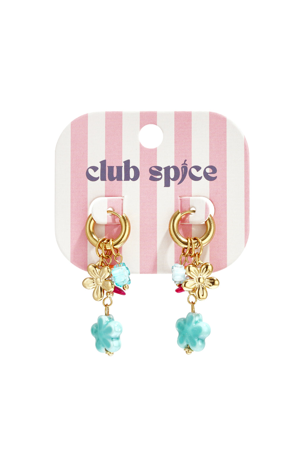 Earrings with flower charms and beads