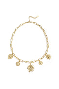 Elegant Heart & Sun Pendant Necklace - All Fit, Casual Style