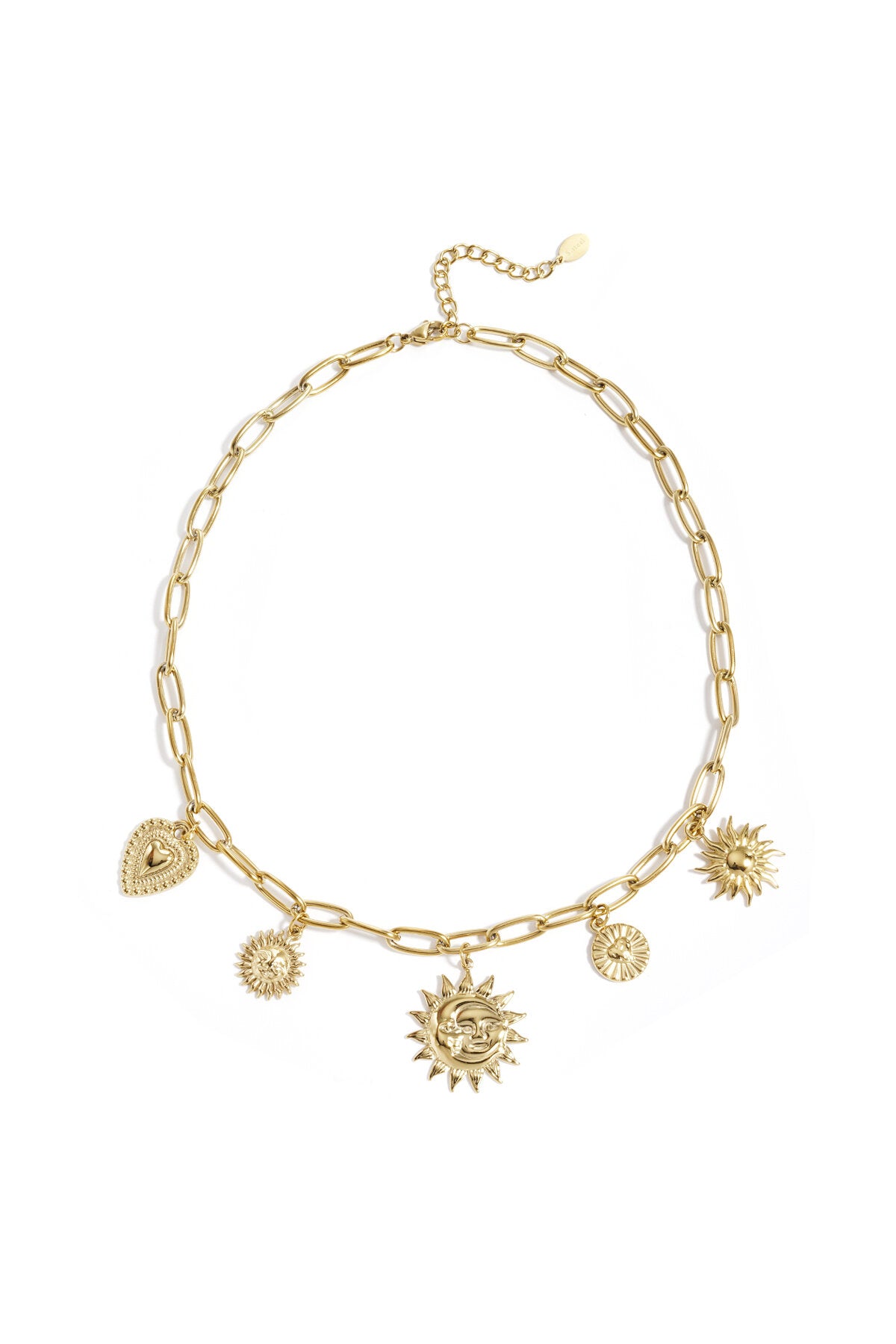 Elegant Heart & Sun Pendant Necklace - All Fit, Casual Style