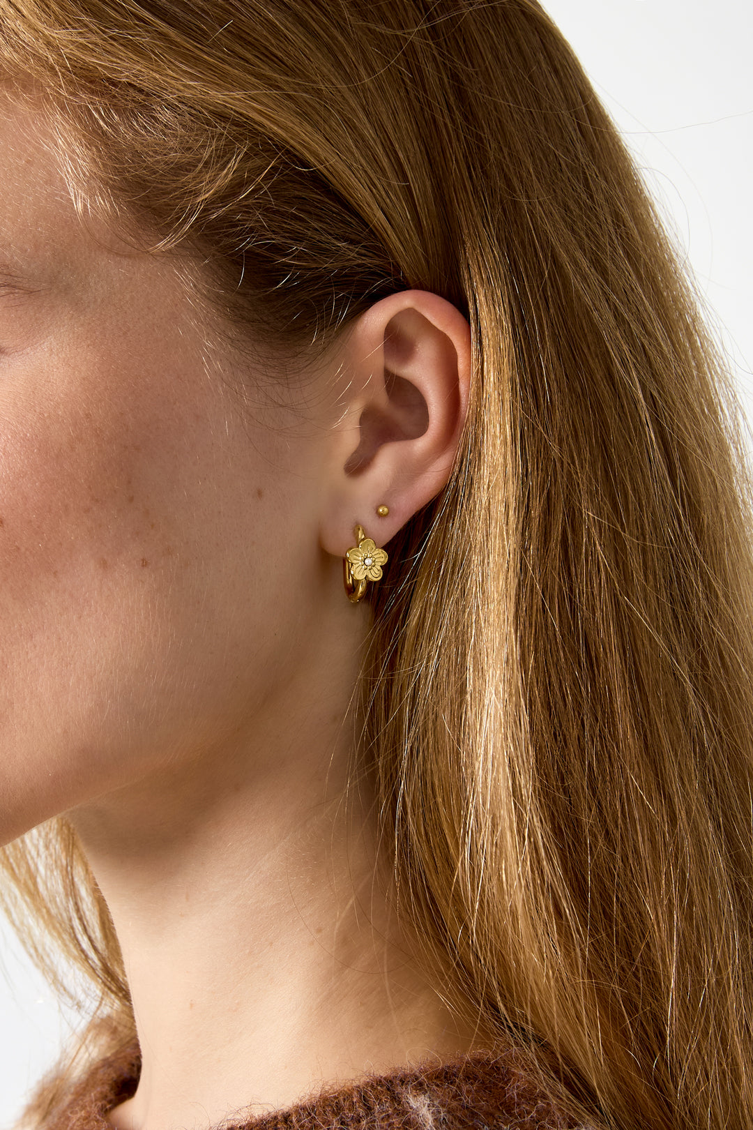 Stainless Steel Hoop Earrings Flower Simple Daily Simple Series Women's jewelry