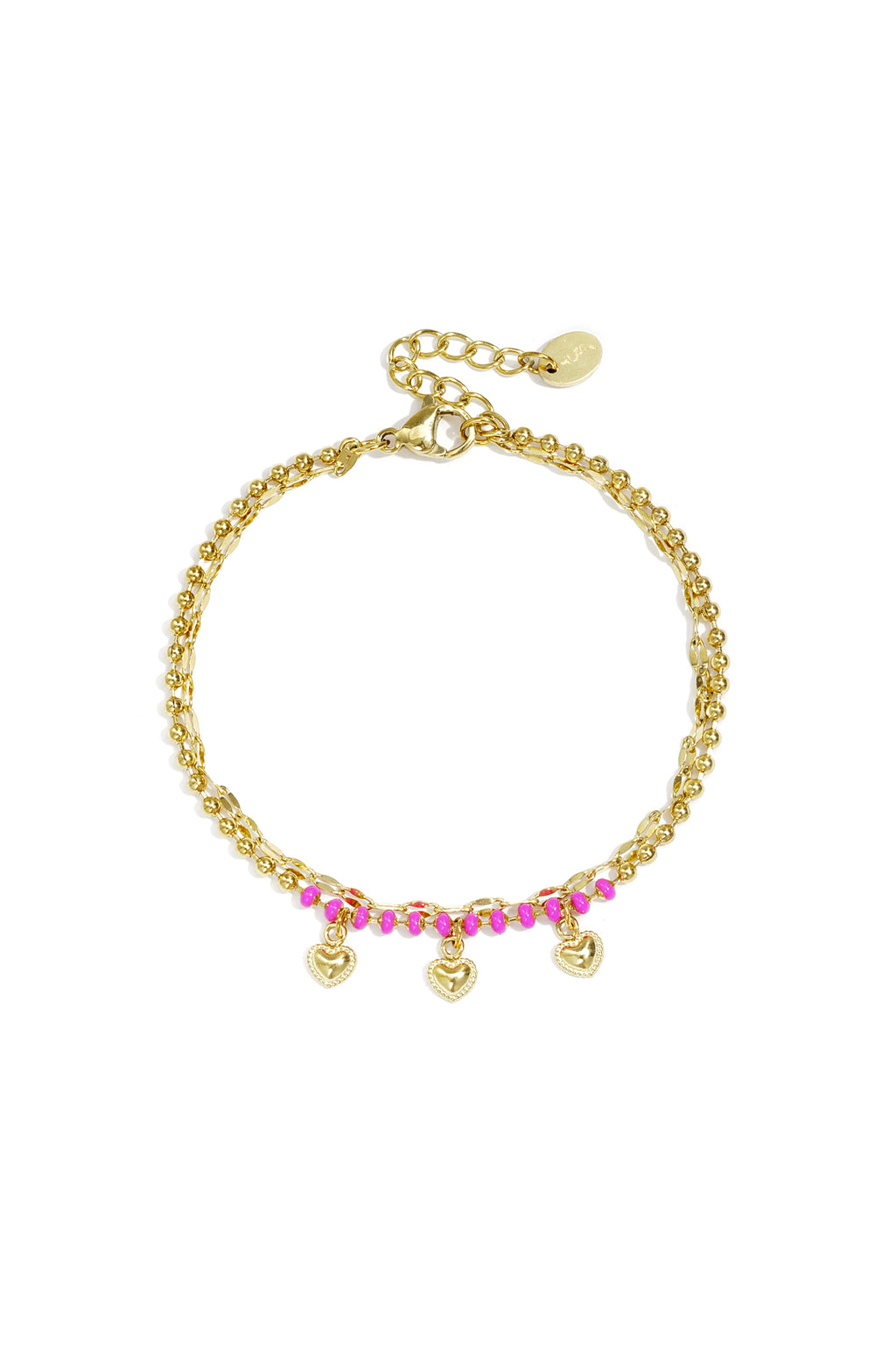 Heart Charm Bracelet – Gold-Plated Steel & Enamel