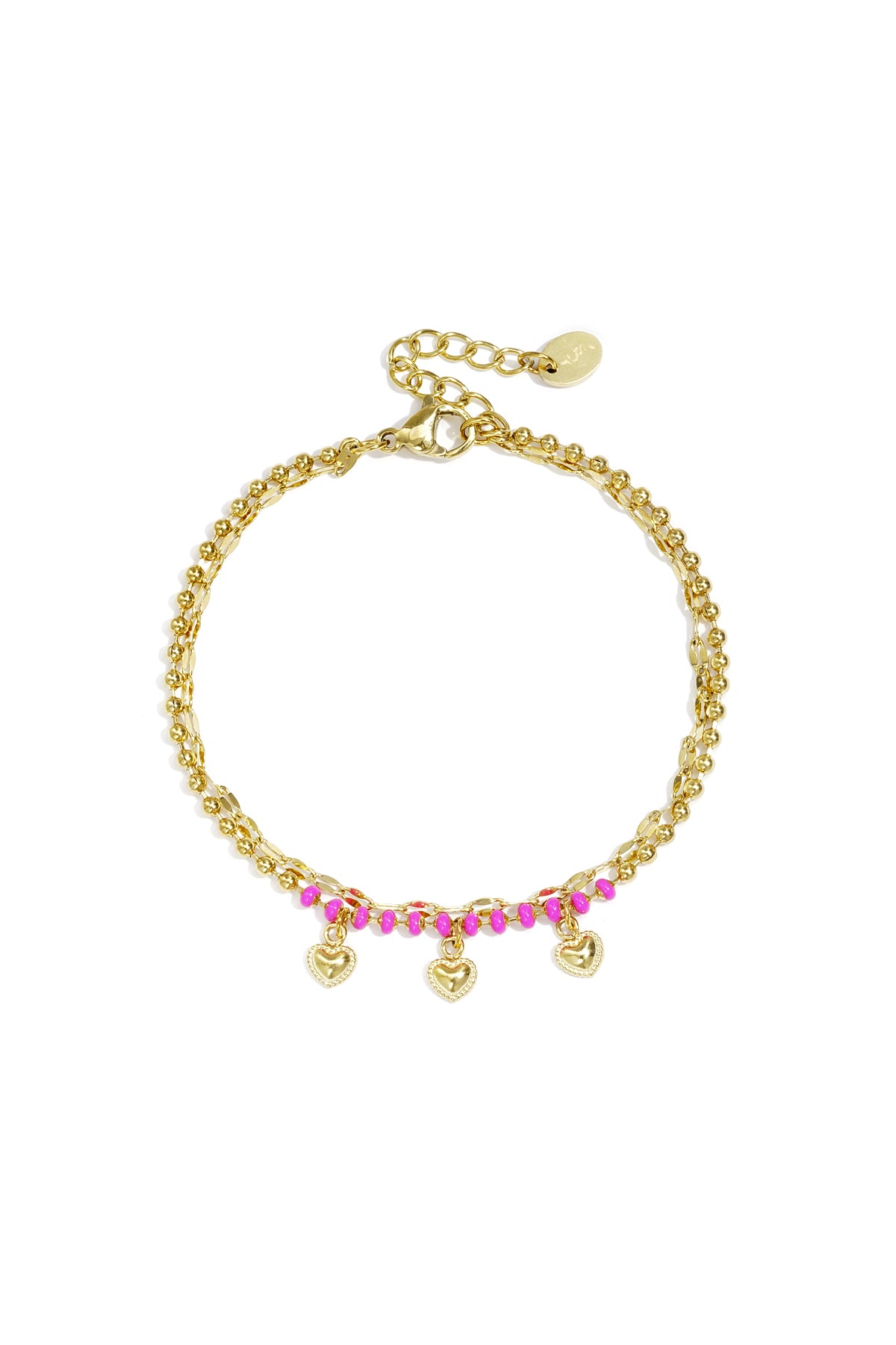 Heart Charm Bracelet – Gold-Plated Steel & Enamel