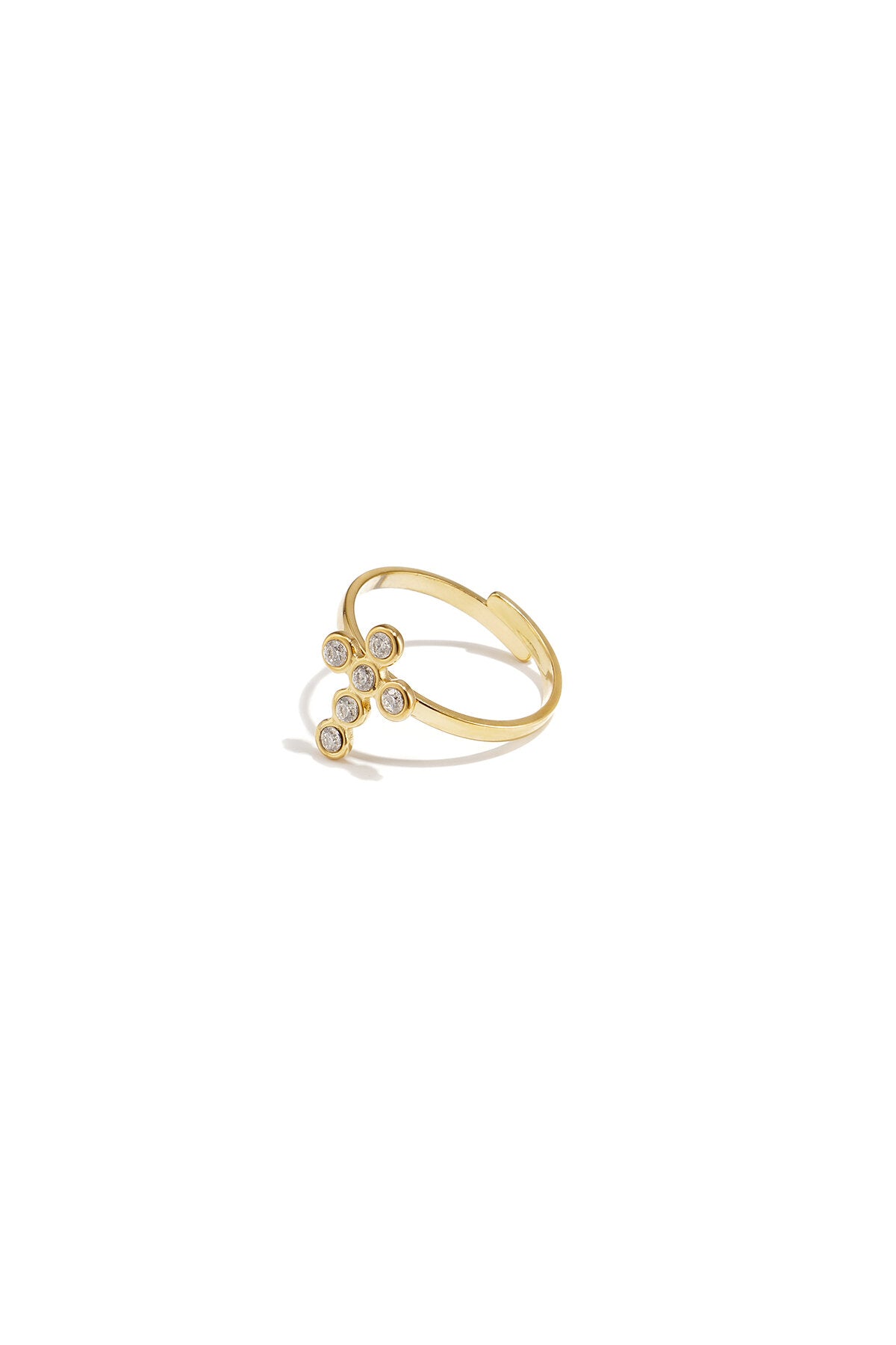 Stylish 14K Gold Plated Cross Ring - Adjustable Fit