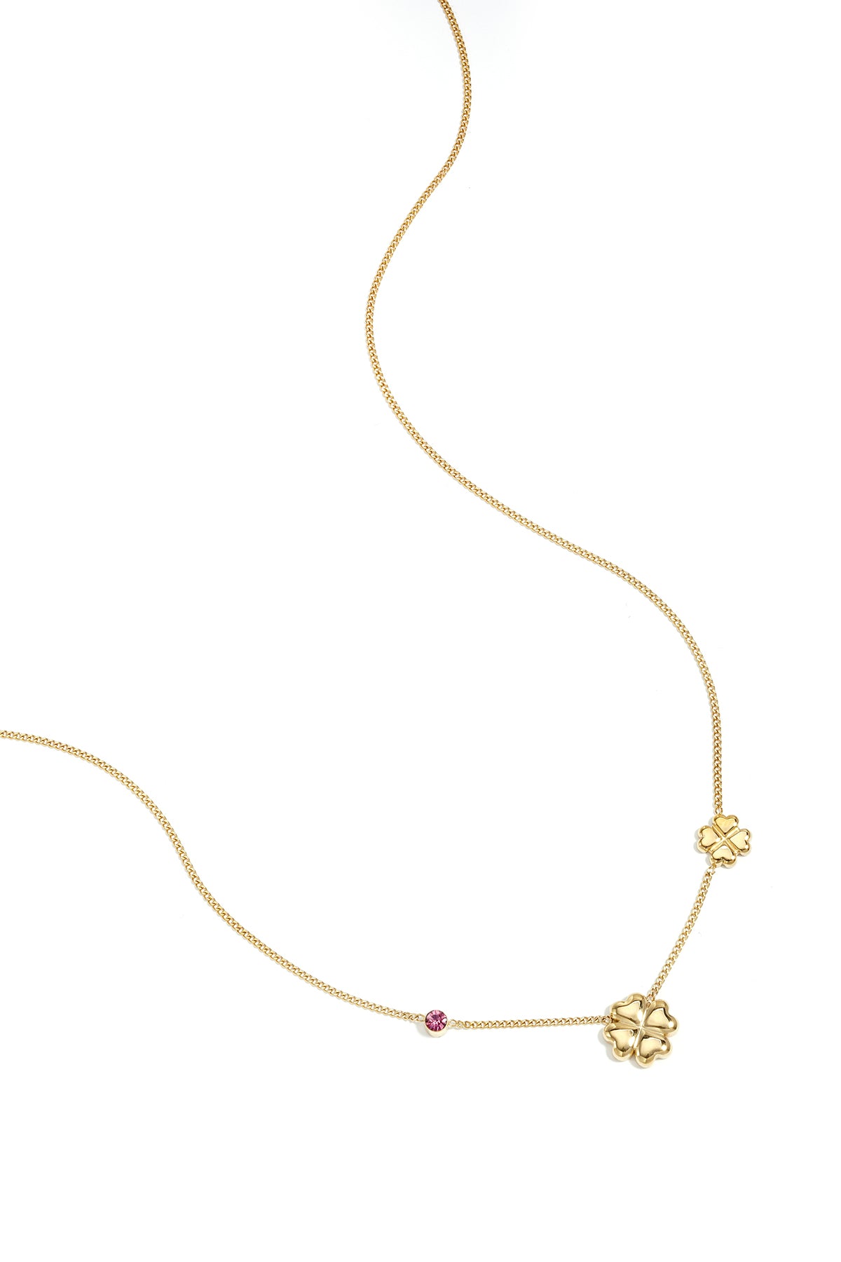 Clover Pendant Necklace – Pink Steel & Rhinestones