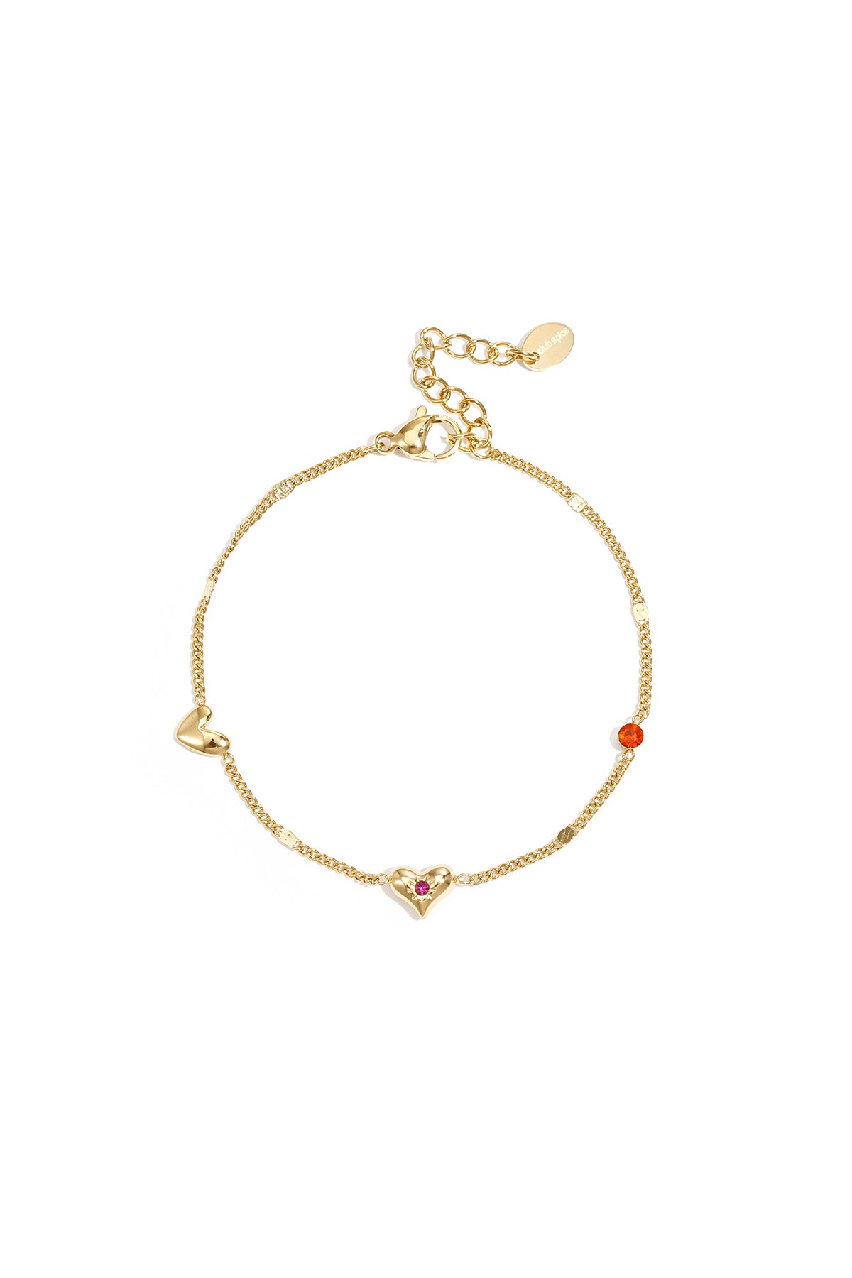 Heart Charm Bracelet – Gold-Plated Steel & Rhinestones
