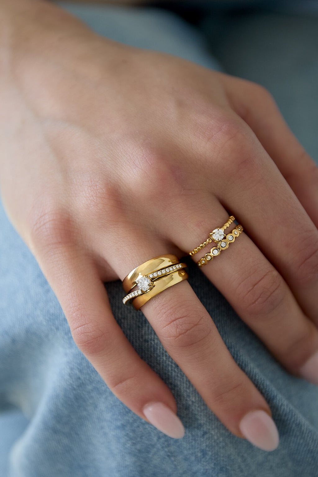 Elegant Irregular Rhinestone Ring - Adjustable & Luxurious
