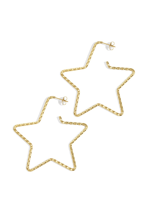 Star Hoop Earrings – Gold-Plated Steel