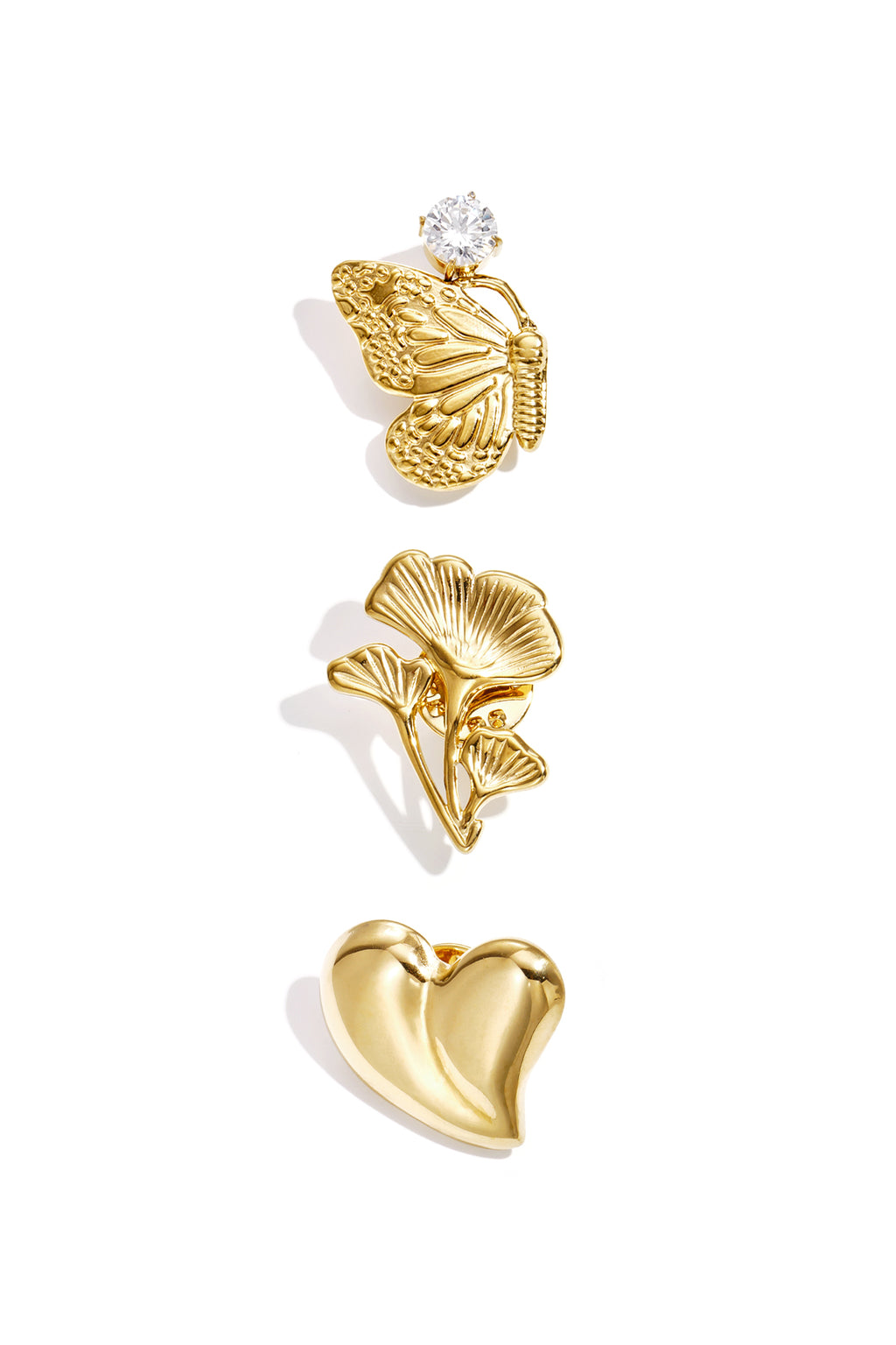 Butterfly Brooch – Gold-Plated Steel & Rhinestones