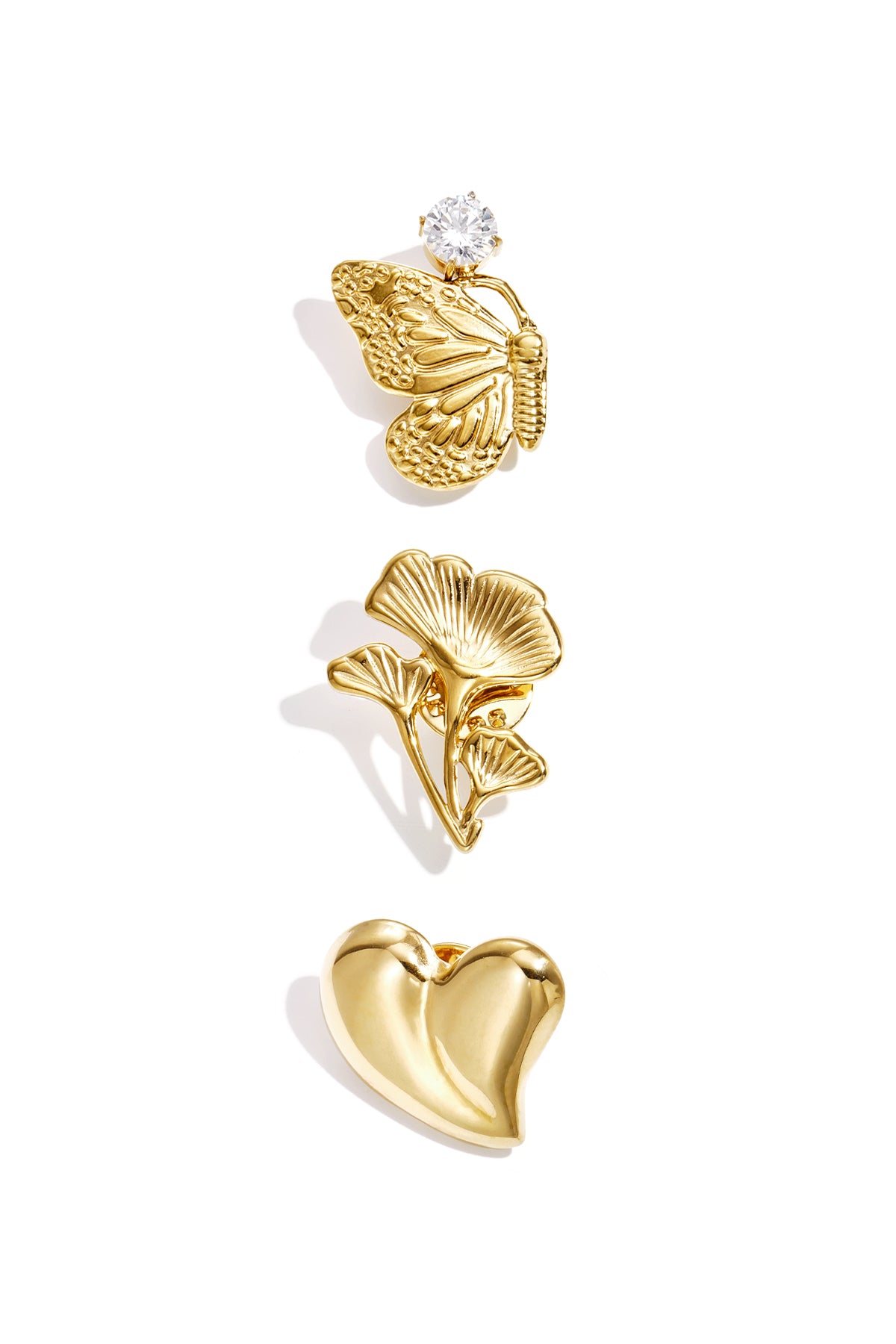 Butterfly Brooch – Gold-Plated Steel & Rhinestones