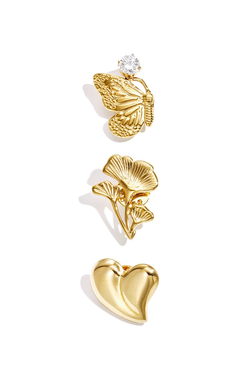 Butterfly Brooch – Gold-Plated Steel & Rhinestones