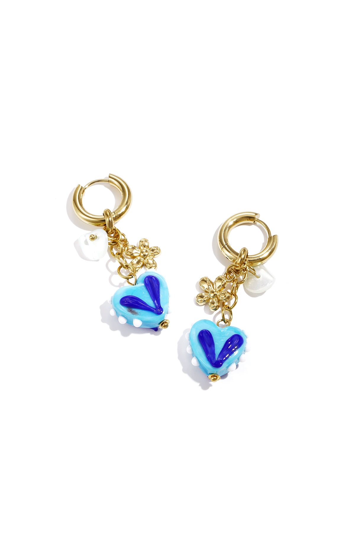 Earrings with colorful heart charms