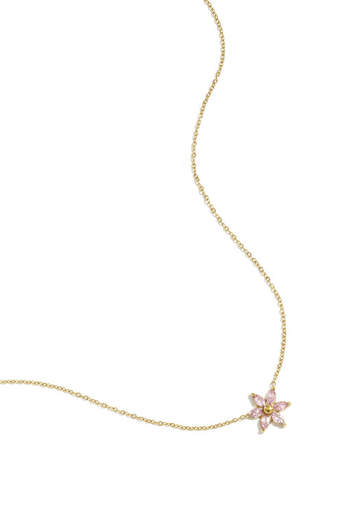 Elegant Pink Flower Pendant Necklace for Spring/Summer