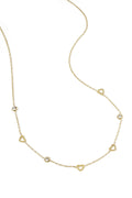 Necklace with heart and diamond charms - stainless steel