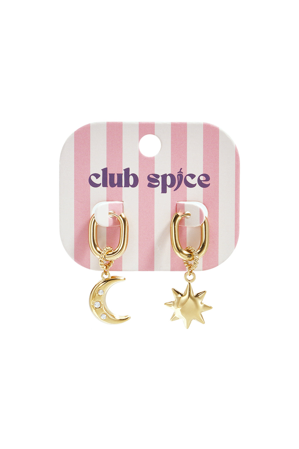 Squoval earrings with moon and star