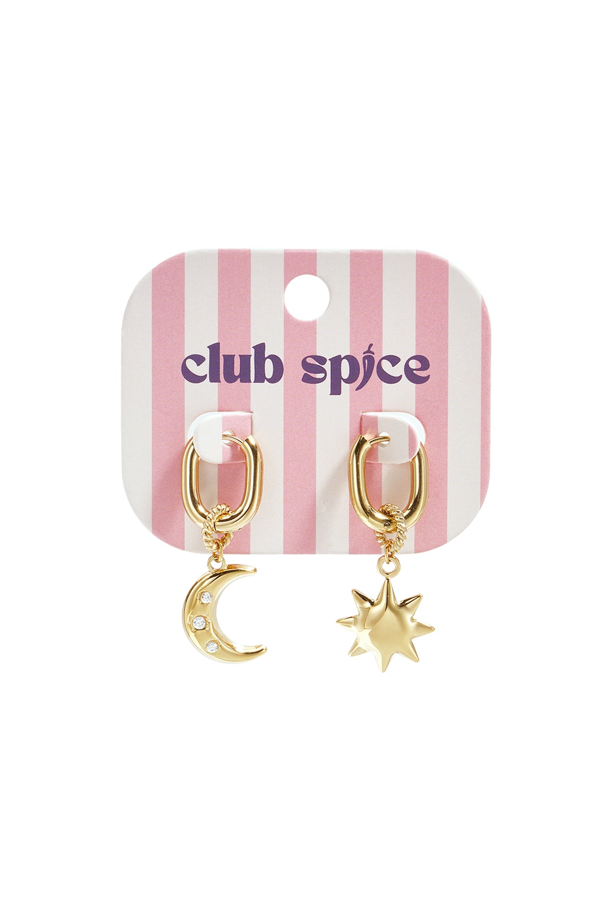Squoval earrings with moon and star
