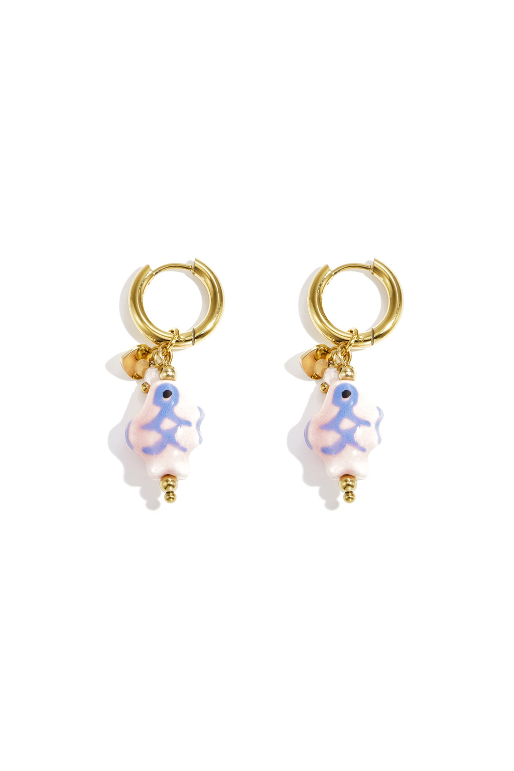 Fish Drop Earrings – Pink Steel