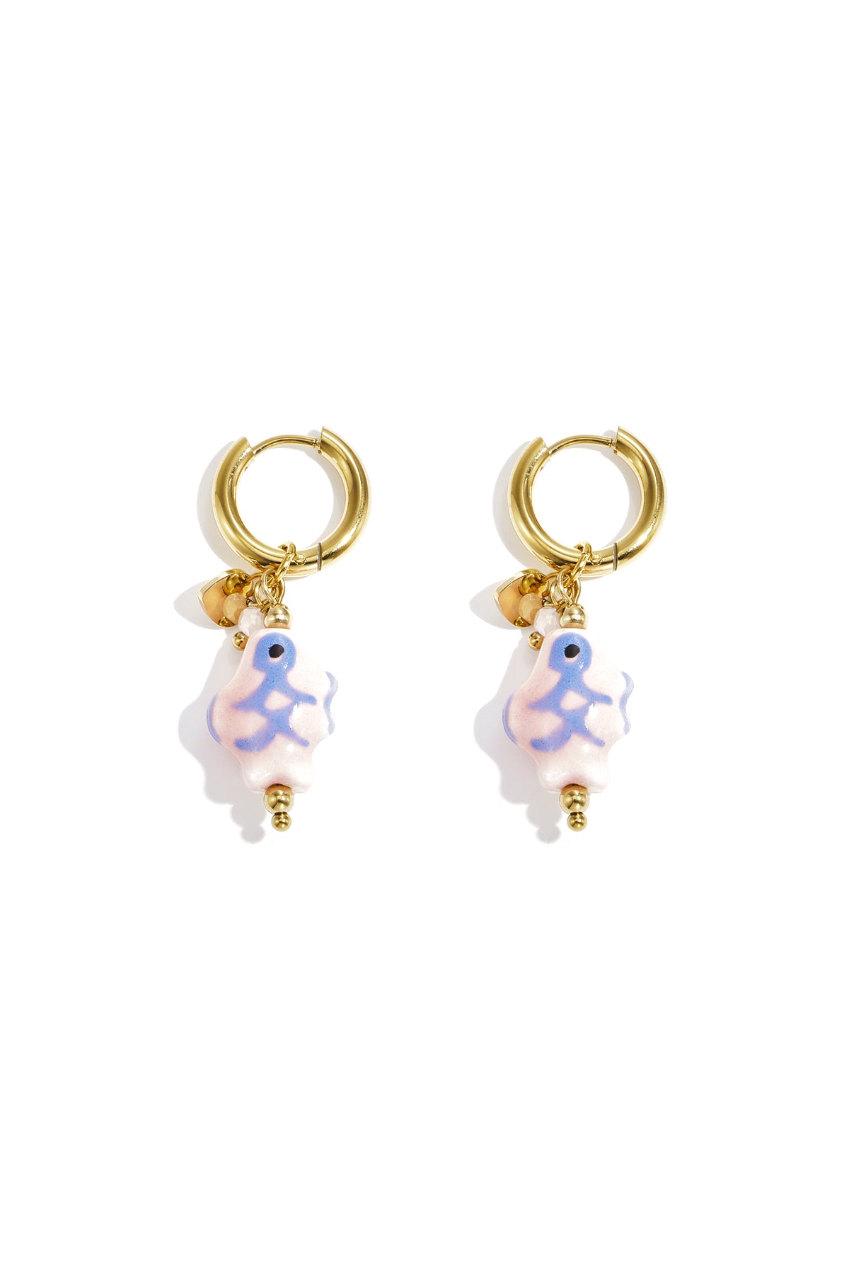 Fish Drop Earrings – Pink Steel
