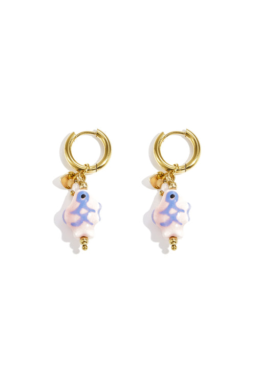 Fish Drop Earrings – Pink Steel