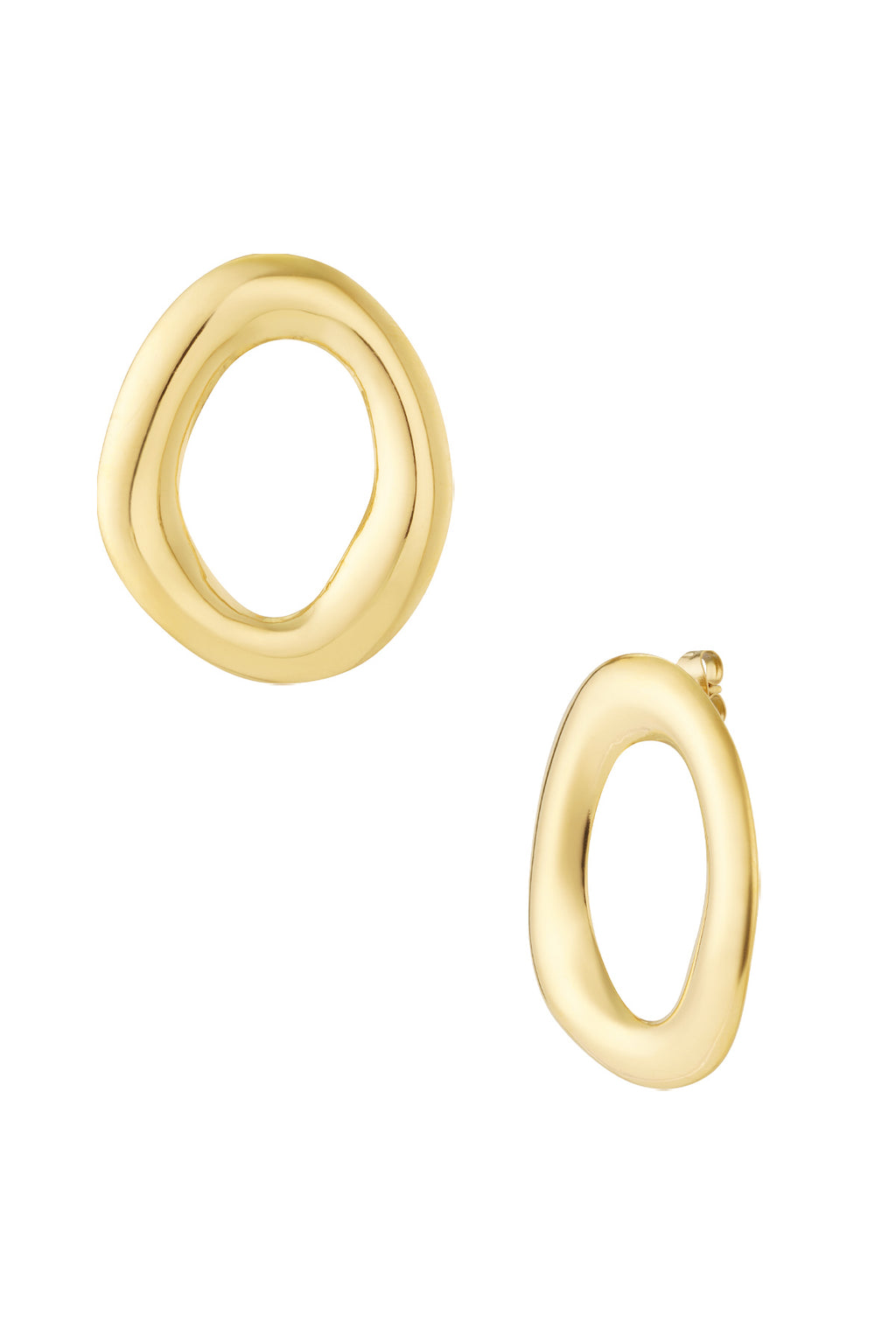 Irregular Shape Stud Earrings – Silver-Tone Steel
