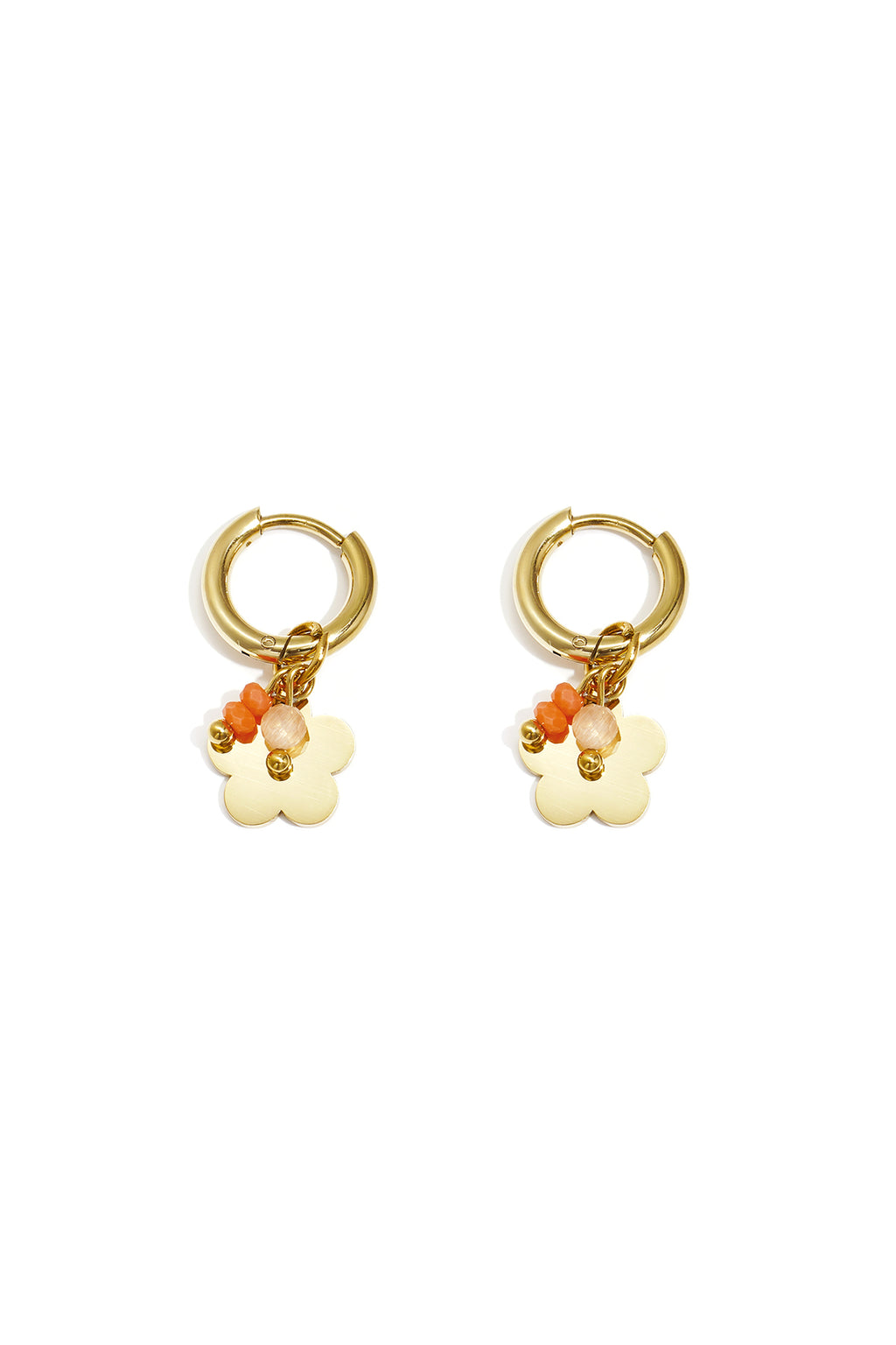 Flower Drop Earrings – Pink Steel & Crystal