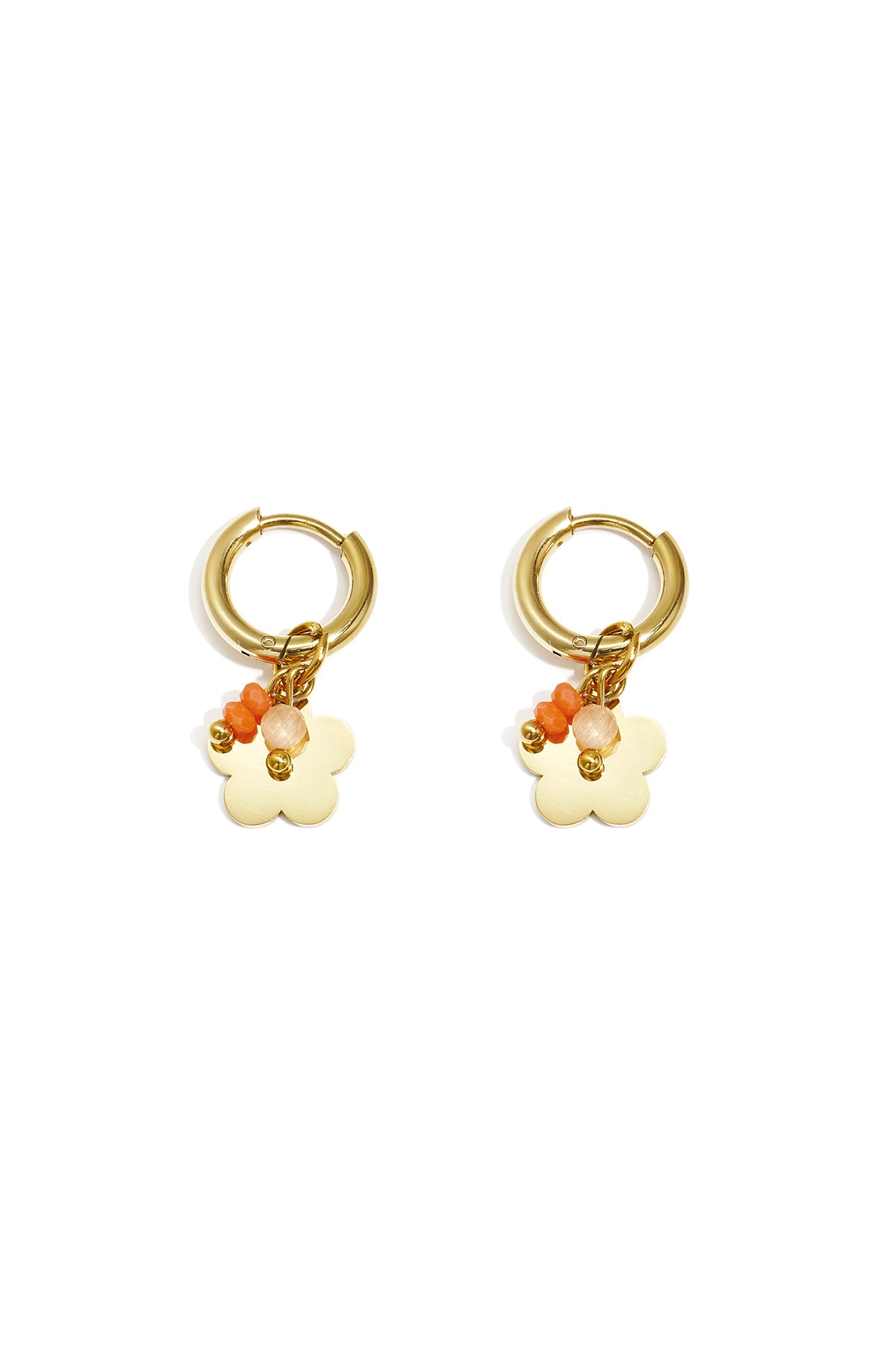 Flower Drop Earrings – Pink Steel & Crystal