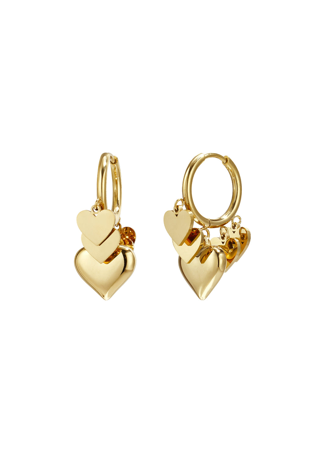 Heart Drop Earrings – Gold-Plated Steel