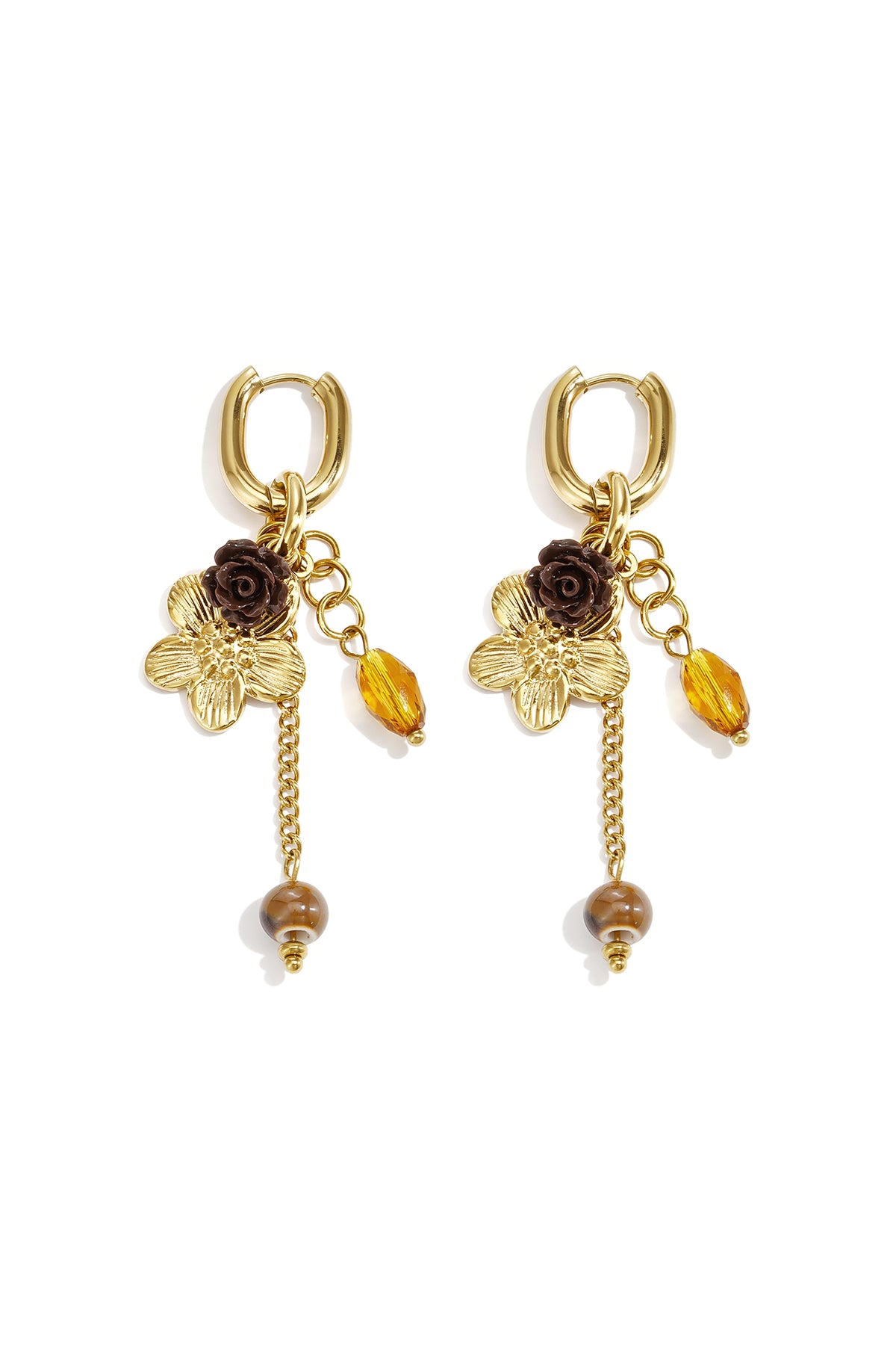 Stainless Steel Beads Earrings Flower Casual Daily Romantic Series Women's jewelry