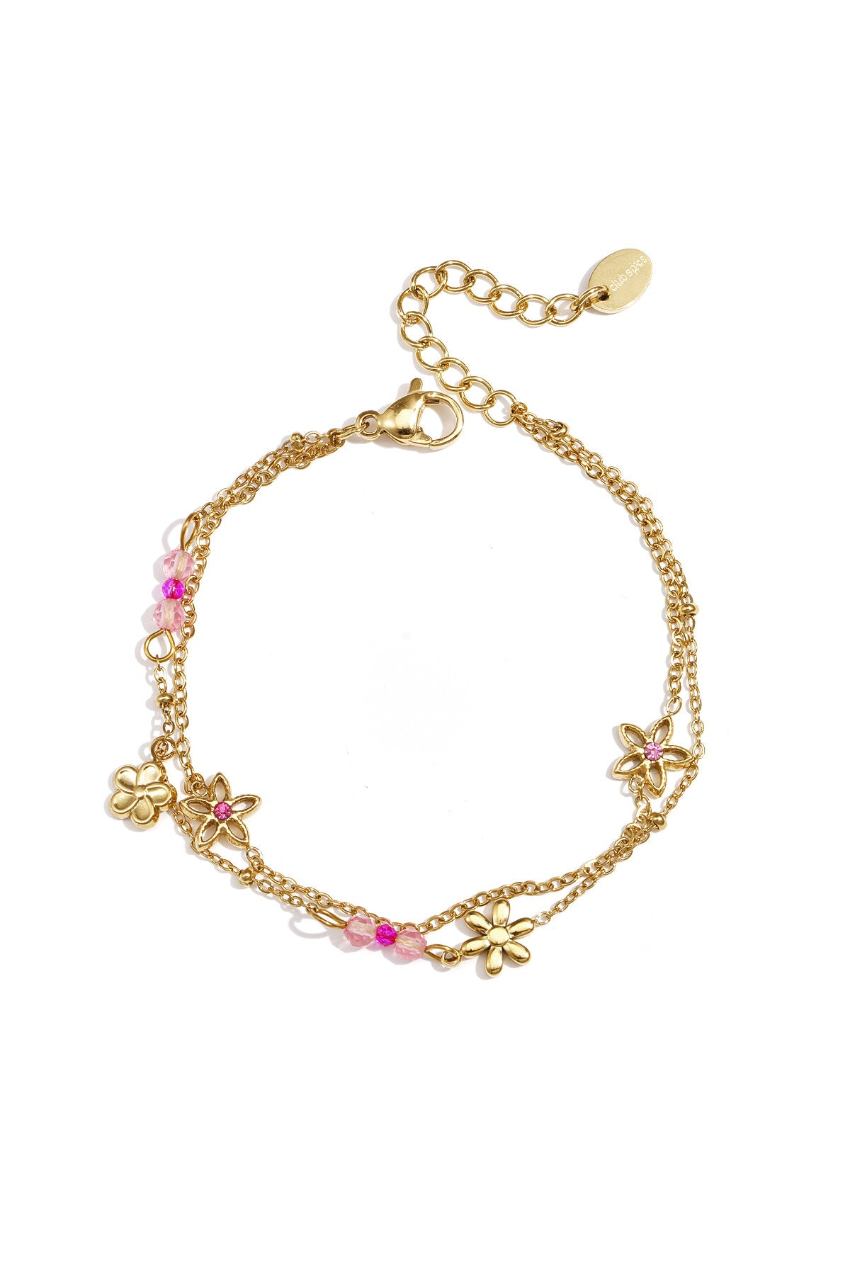 14K Gold Plated Crystal Charm Bracelet for Women