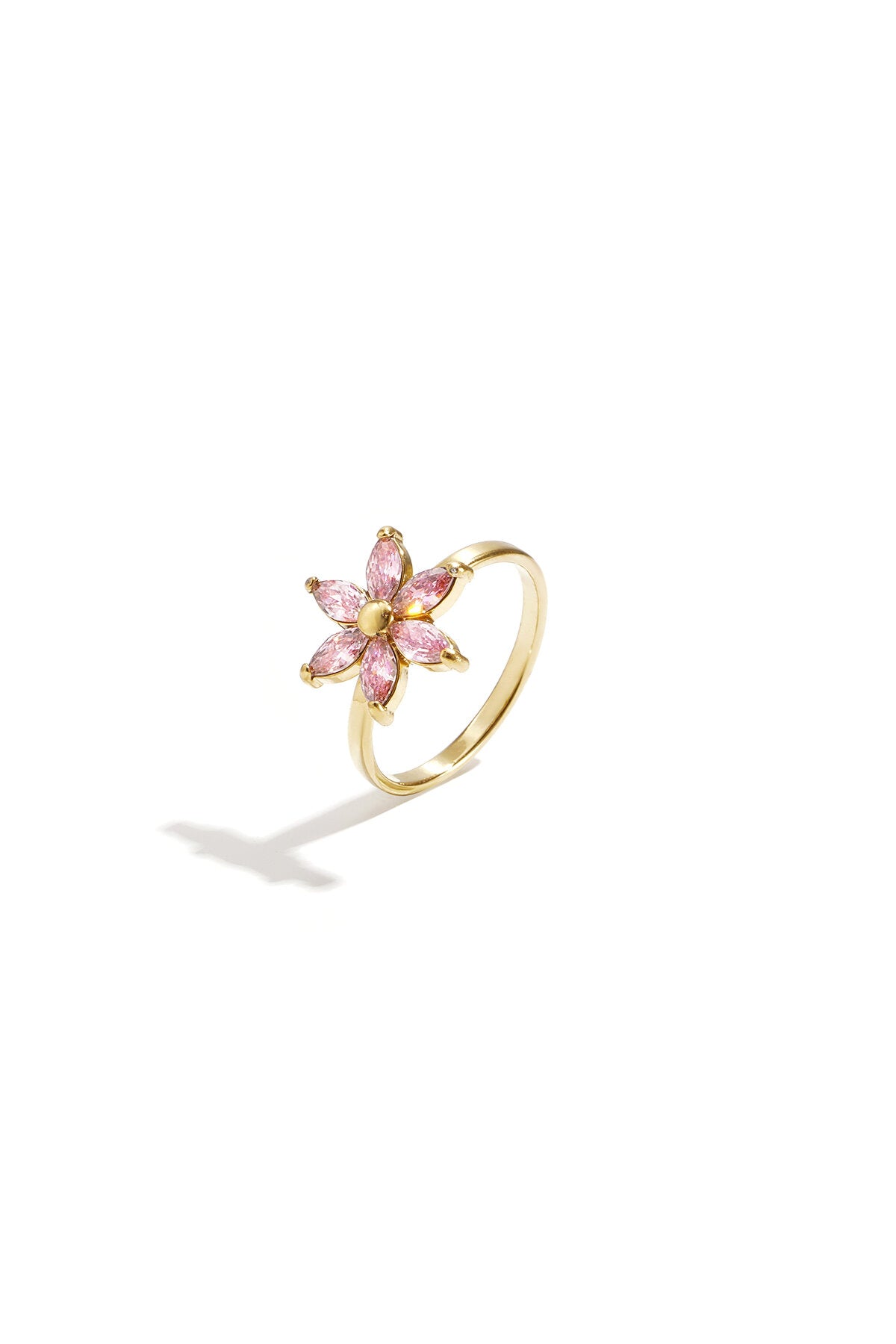 Elegant Pink Flower Statement Ring for Summer