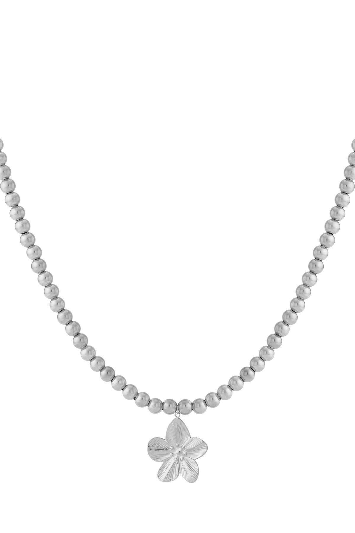 Elegant Flower Short Necklace, Silver & Gold