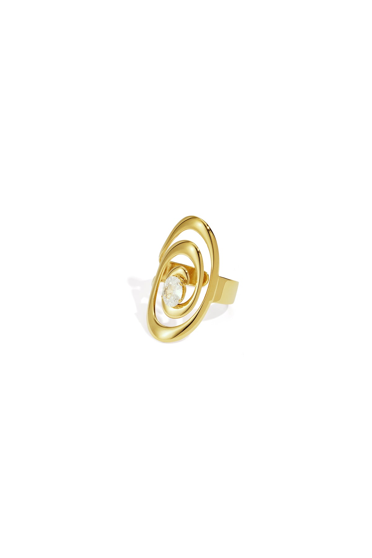 Lines Gemstone Ring – Gold-Plated Steel & Zircon