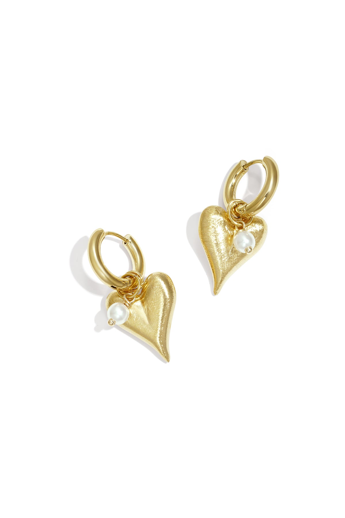 Heart Drop Earrings – Gold-Plated Steel