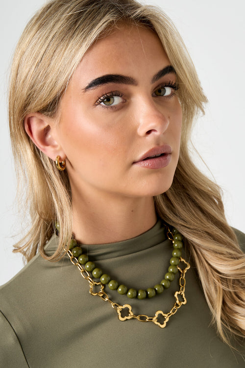 Elegant Gold & Silver Clover Chain Necklace