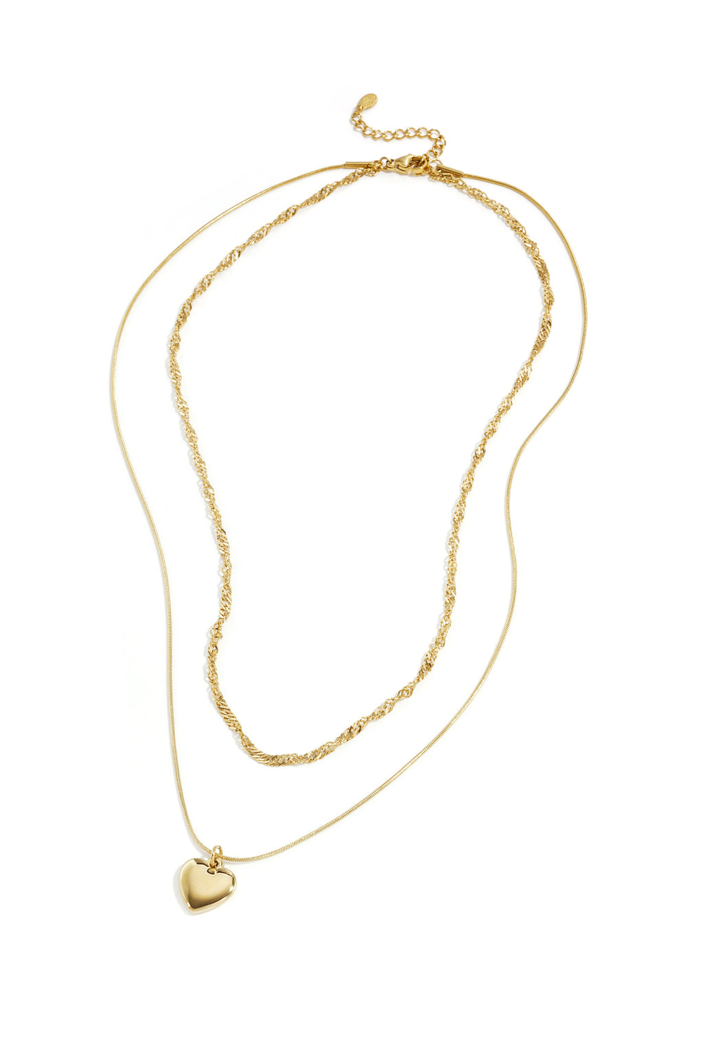 Heart Layered Necklace – Gold-Plated Steel