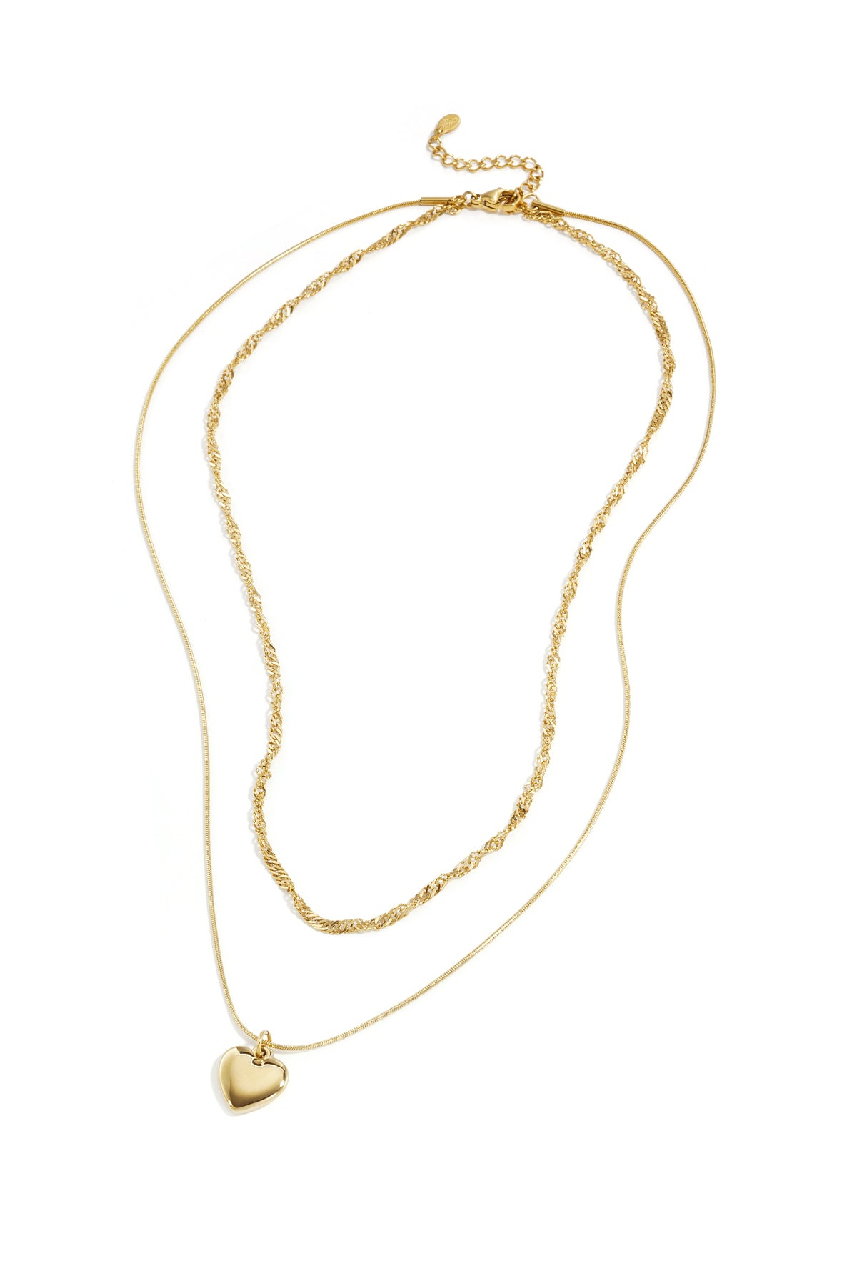 Heart Layered Necklace – Gold-Plated Steel