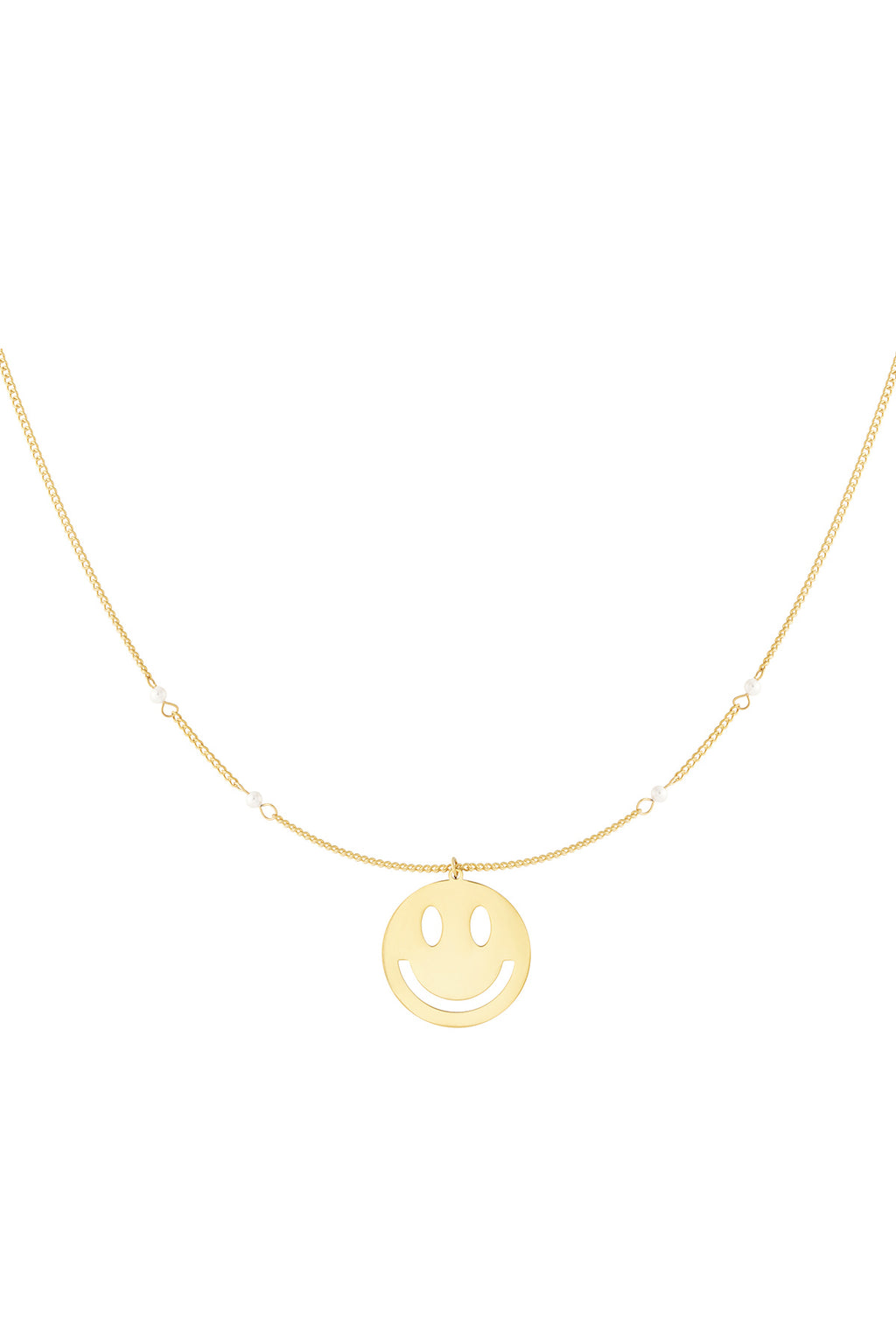 Charming Smiling Face Pendant Necklace in Silver & Gold