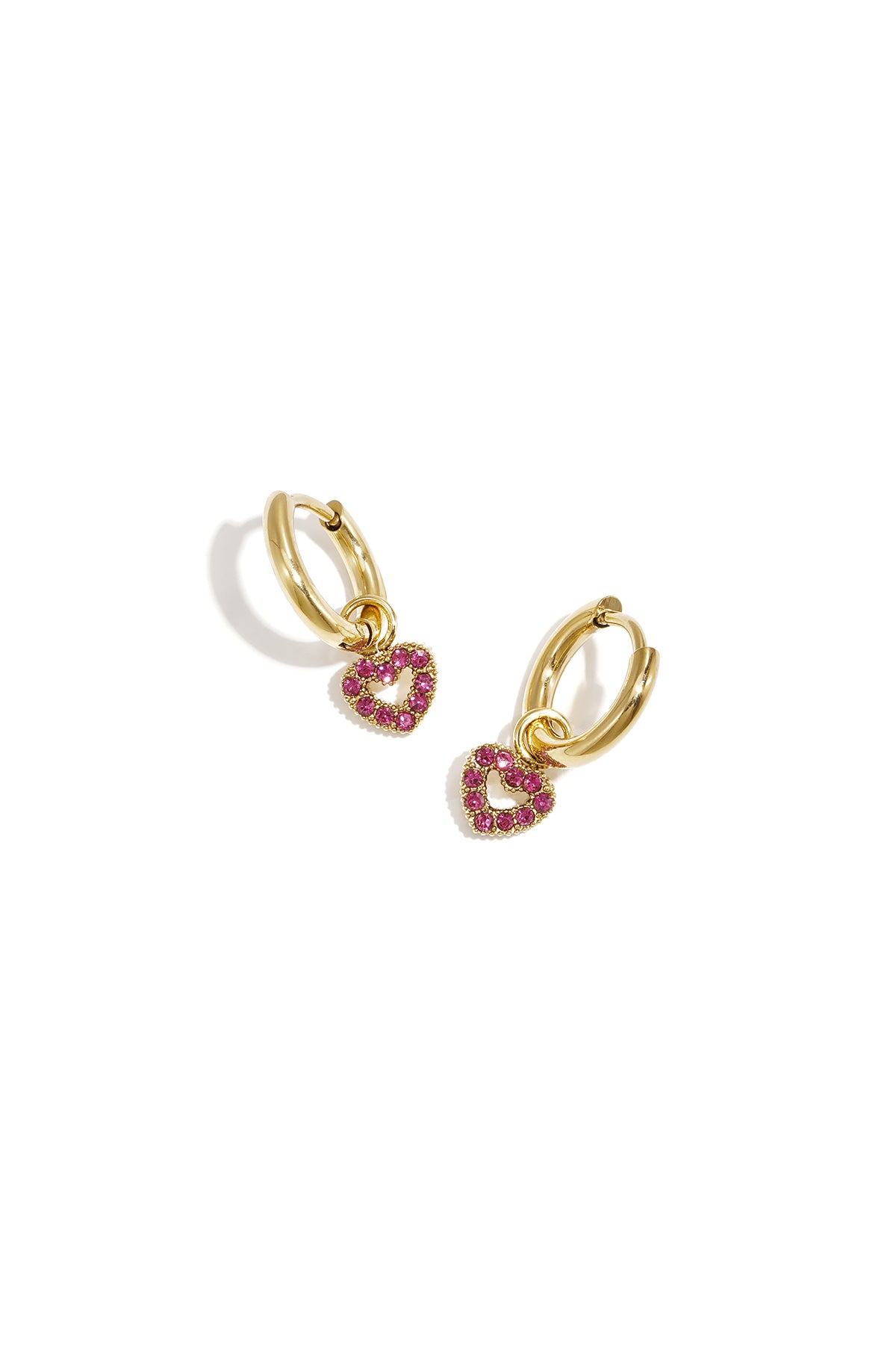 Heart Drop Earrings – Gold-Plated Steel & Rhinestones