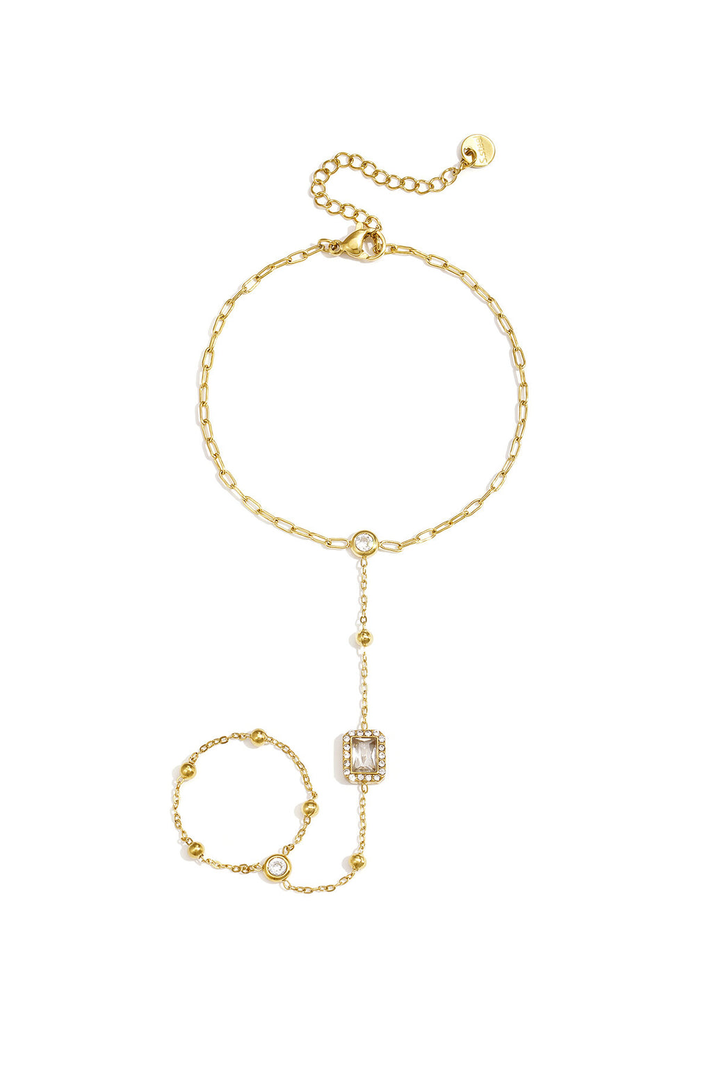 Elegant Rhinestone Hand Chain in Silver & Gold