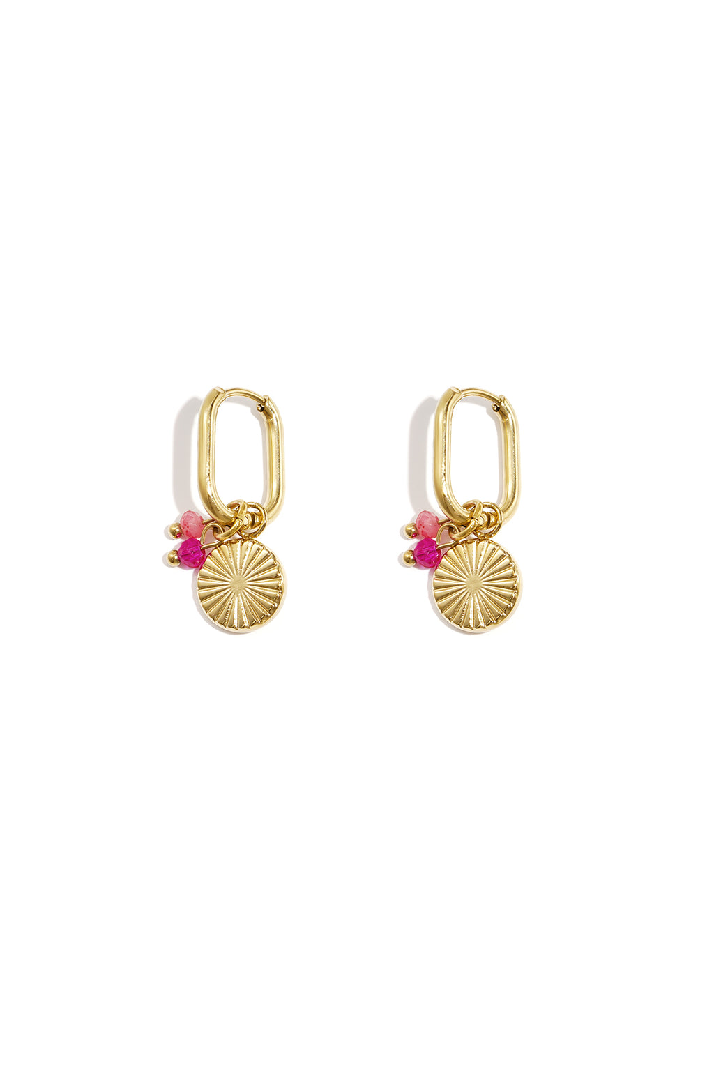 Irregular Shape Drop Earrings – Pink Steel & Glass