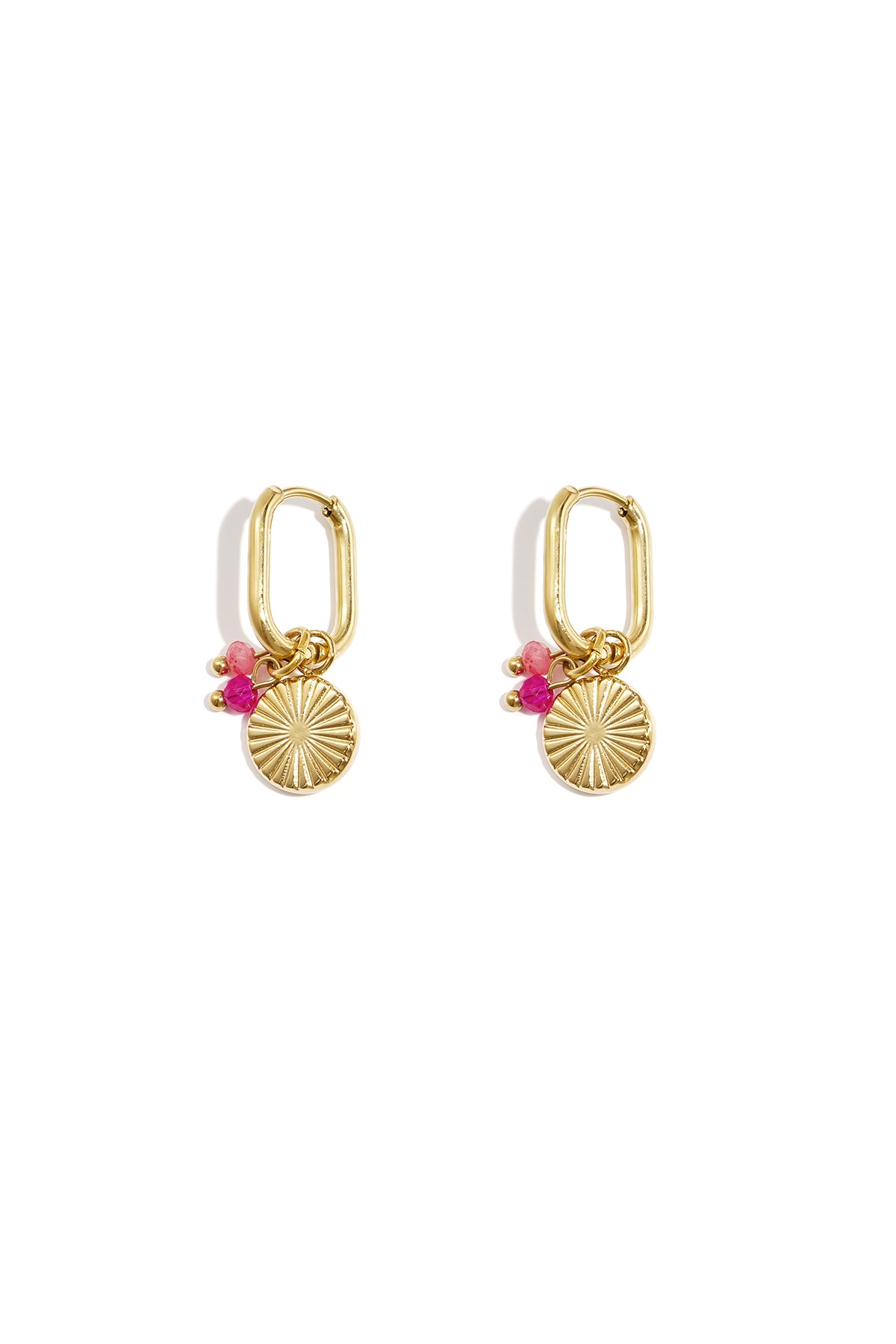 Irregular Shape Drop Earrings – Pink Steel & Glass