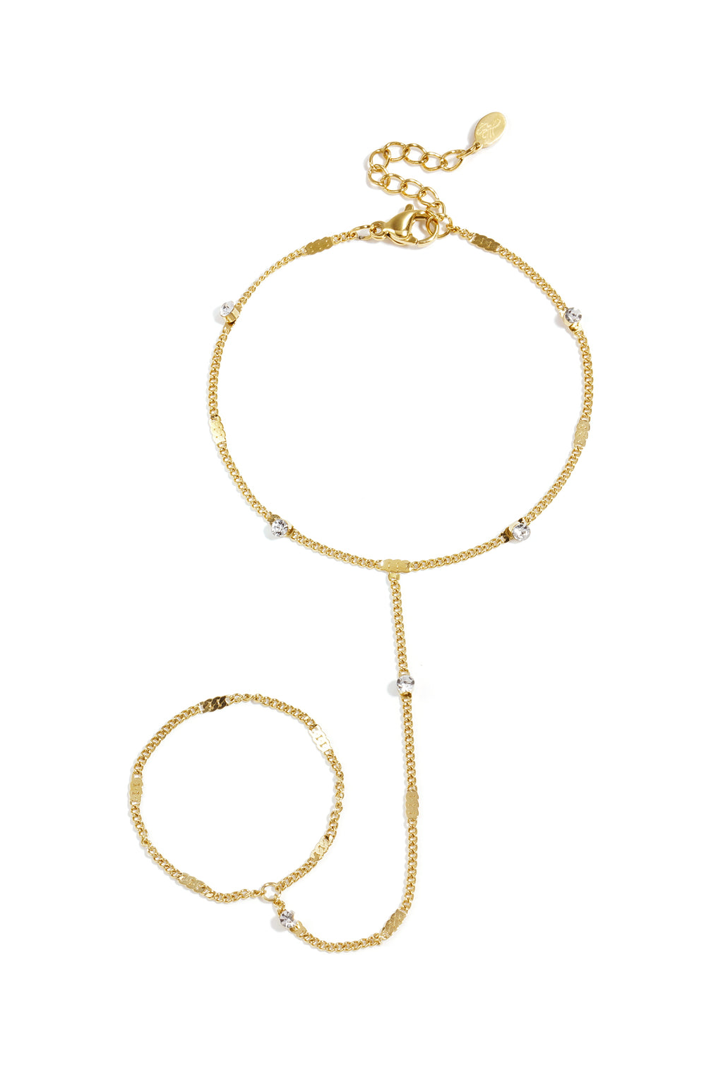 Hand Chain – Silver-Tone Steel & Rhinestones