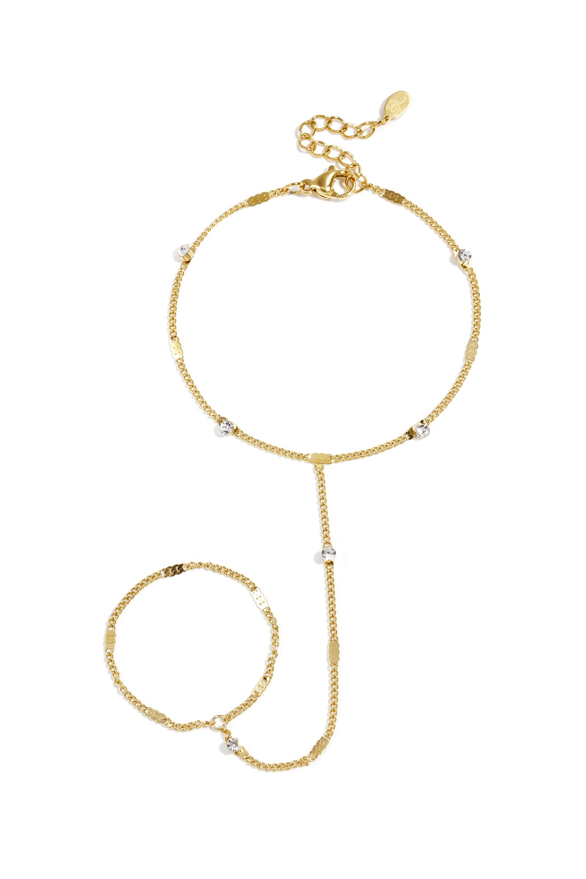 Hand Chain – Silver-Tone Steel & Rhinestones