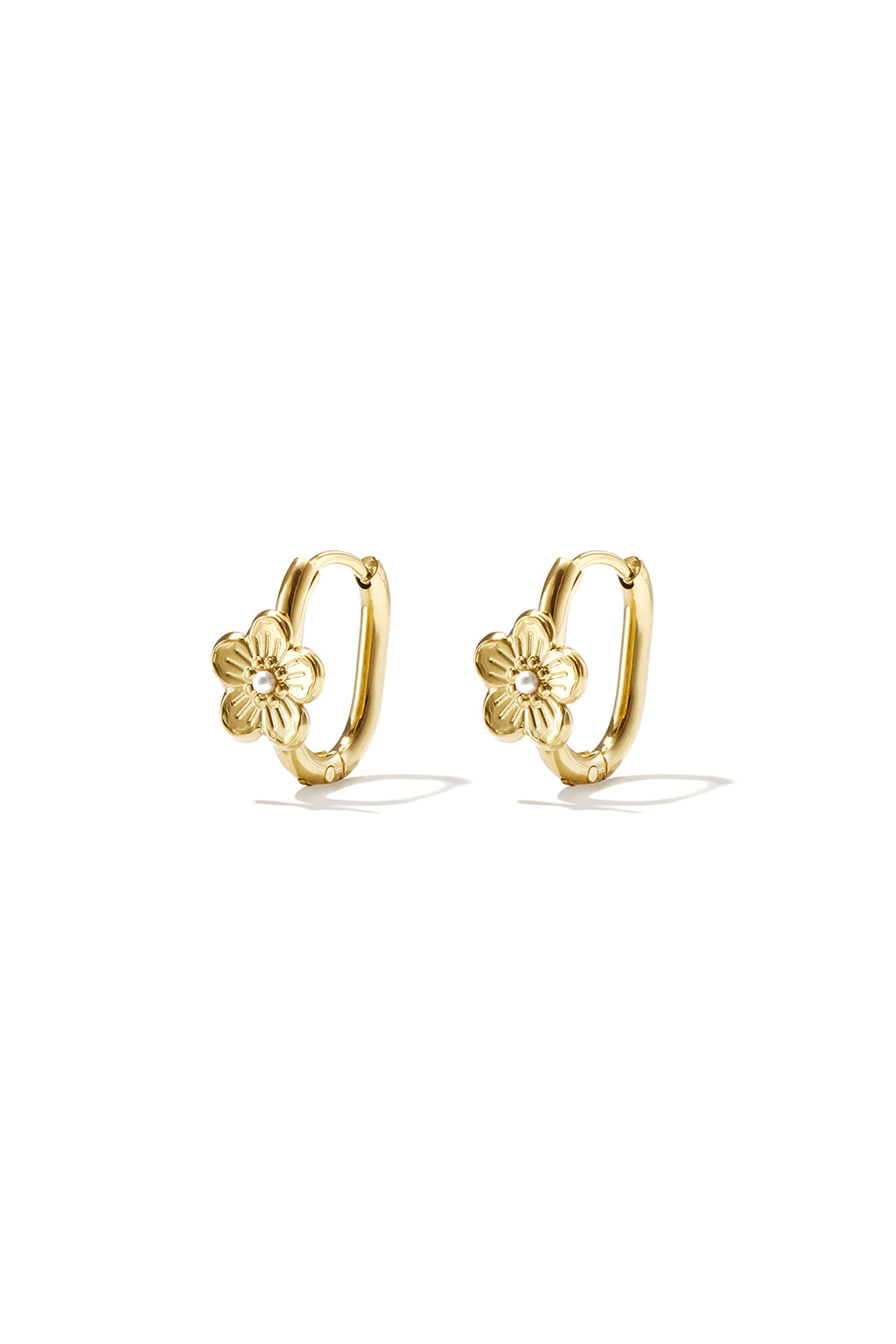 Stainless Steel Hoop Earrings Flower Simple Daily Simple Series Women's jewelry