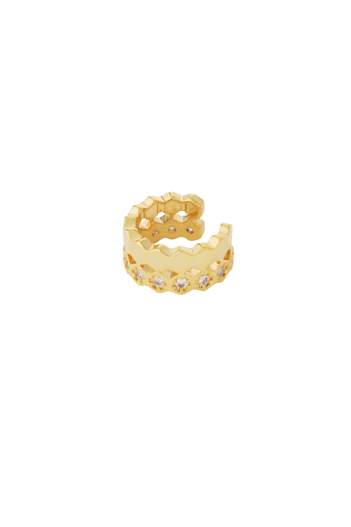 Irregular Shape Ear Cuff – Gold-Plated Copper & Zircon