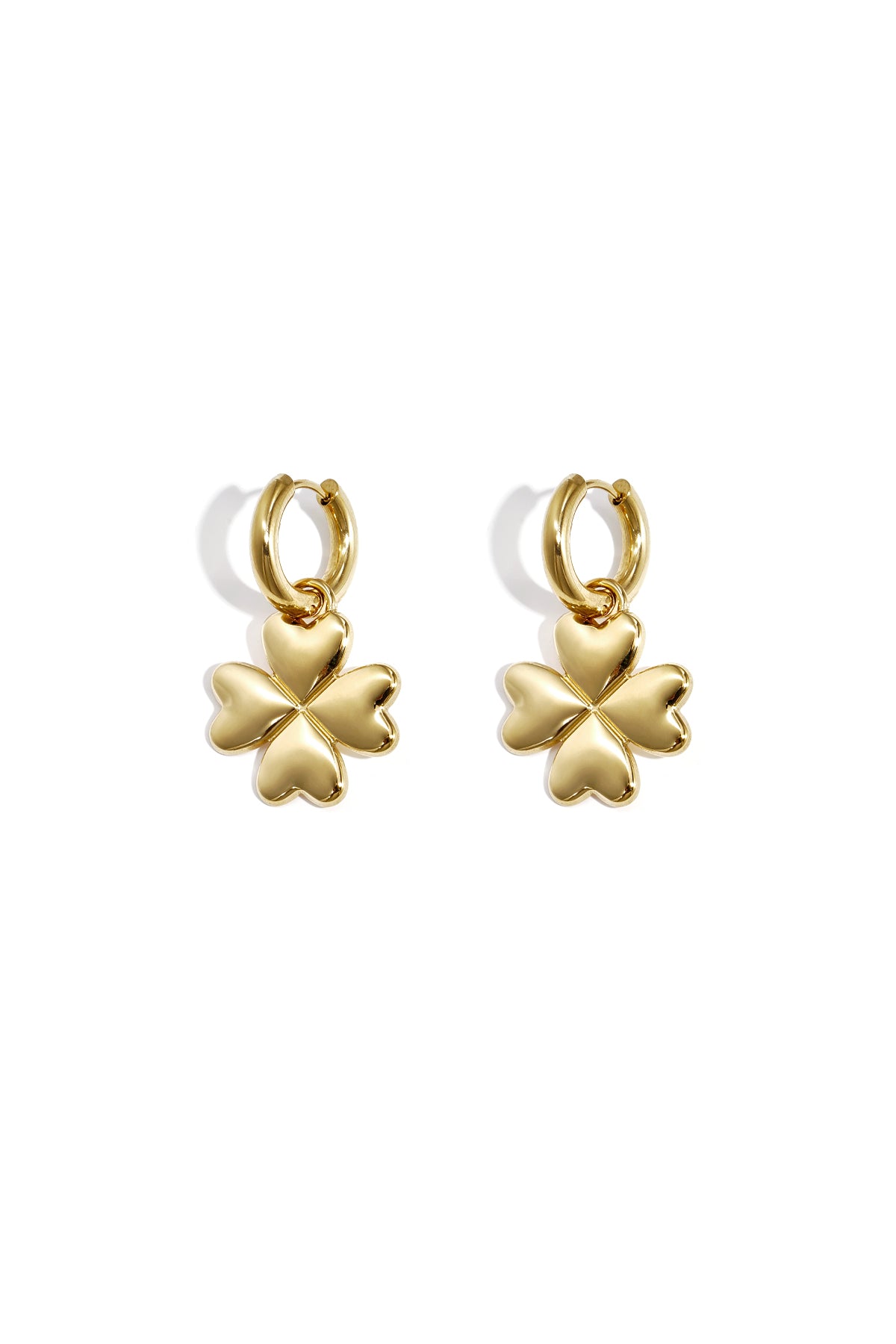Clover Drop Earrings – Gold-Plated Steel